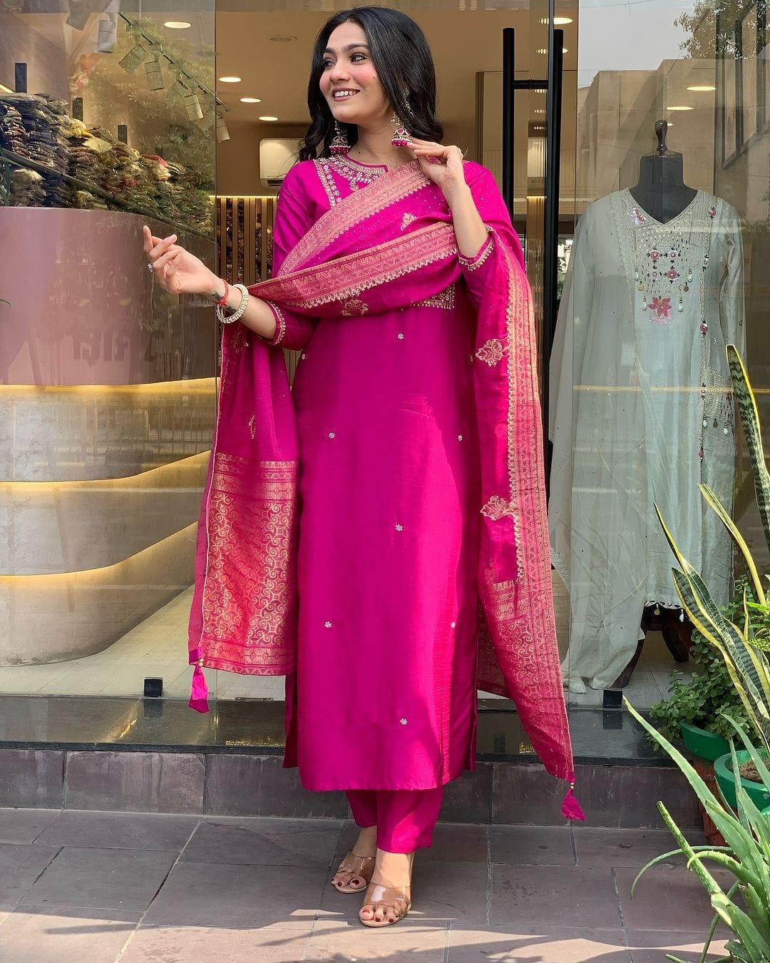 Embroidered Pink Traditional Suit