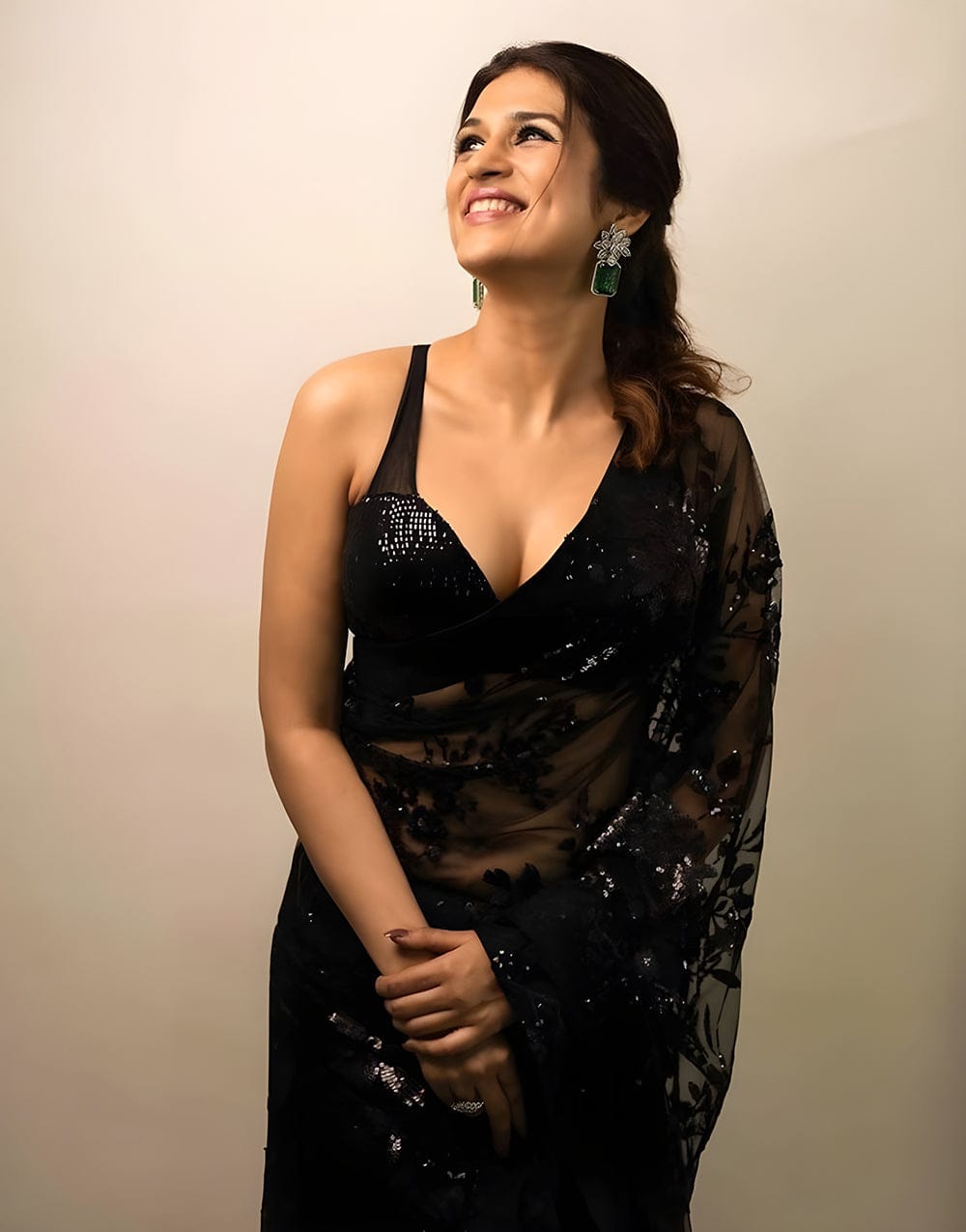 Elegant Black Sequin Saree