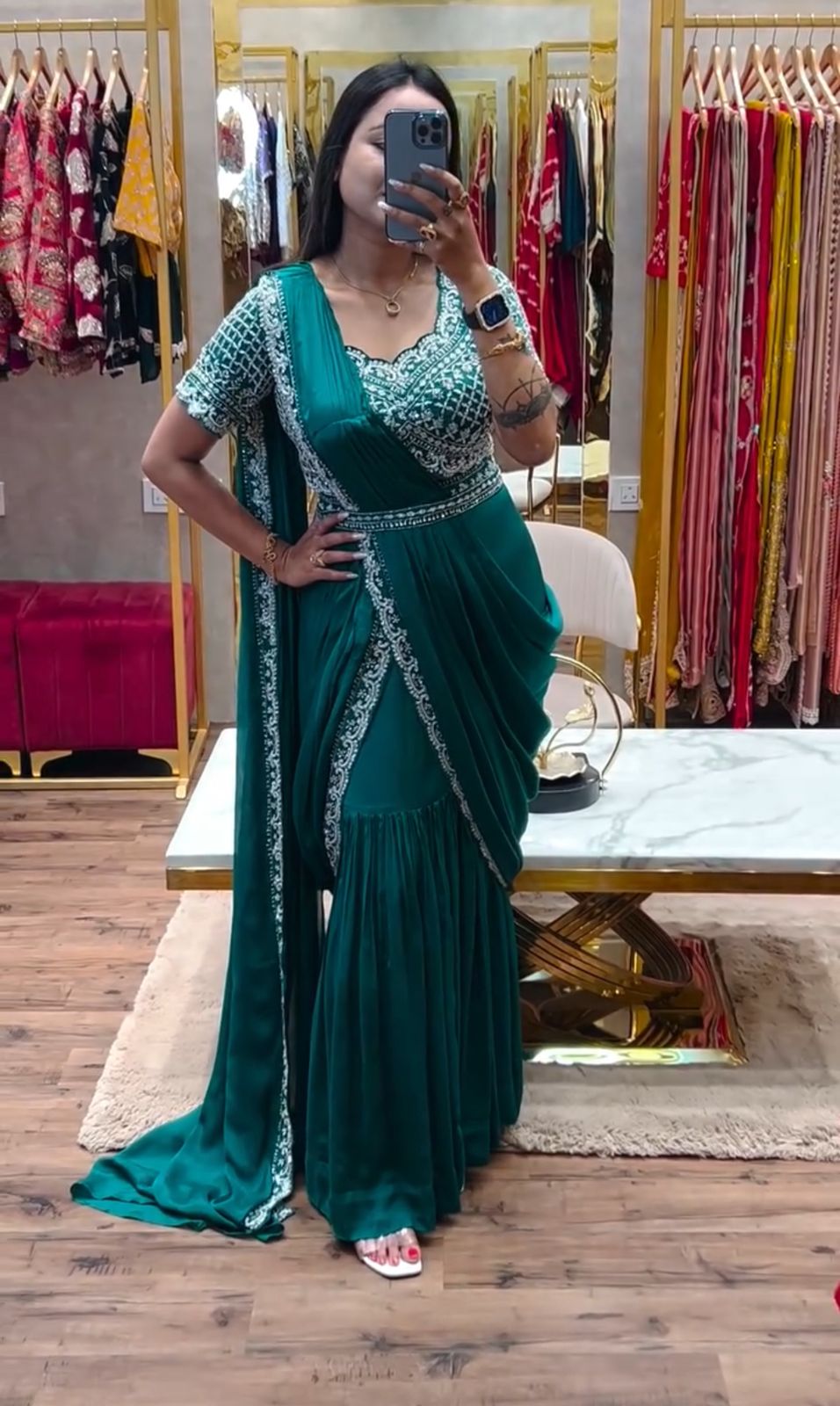 Purple Embroidered Saree