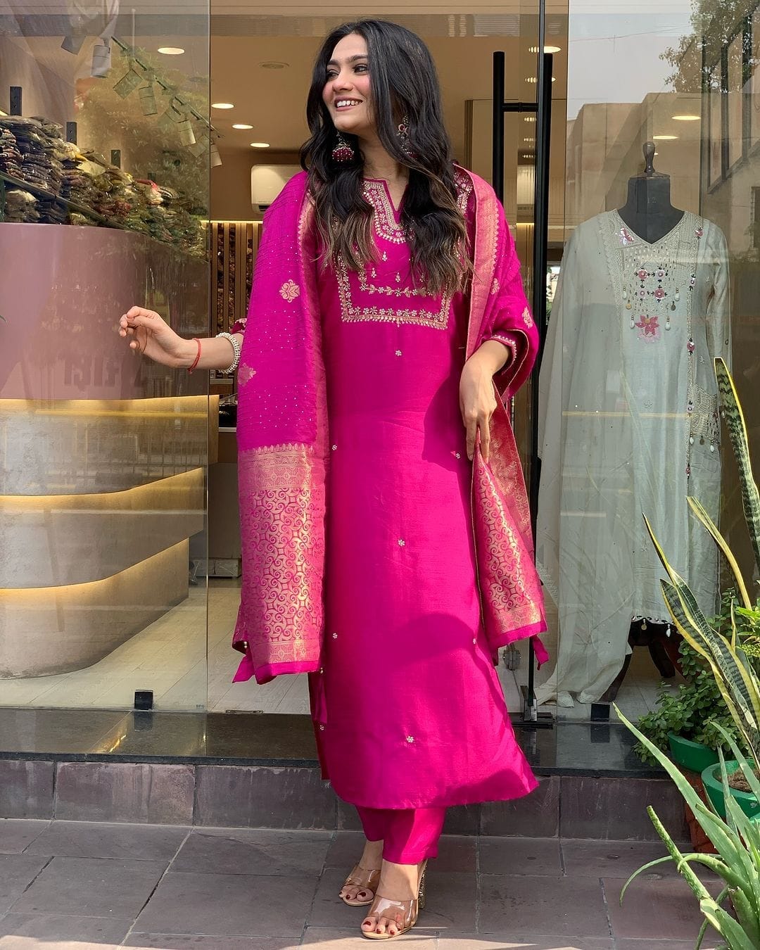 Embroidered Pink Traditional Suit