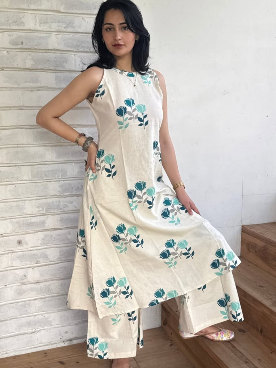 Floral Printed Cotton Kurta Set