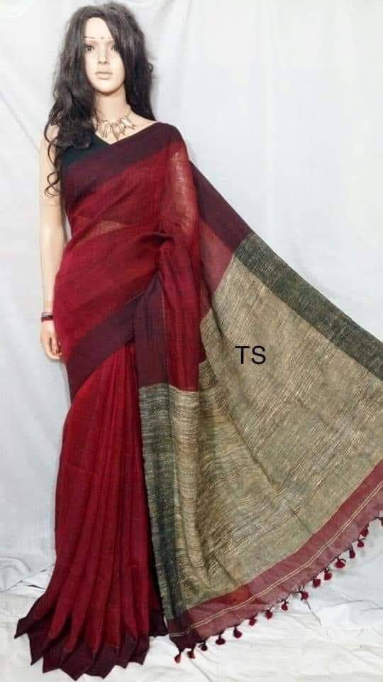 Elegant Maroon and Gold Saree