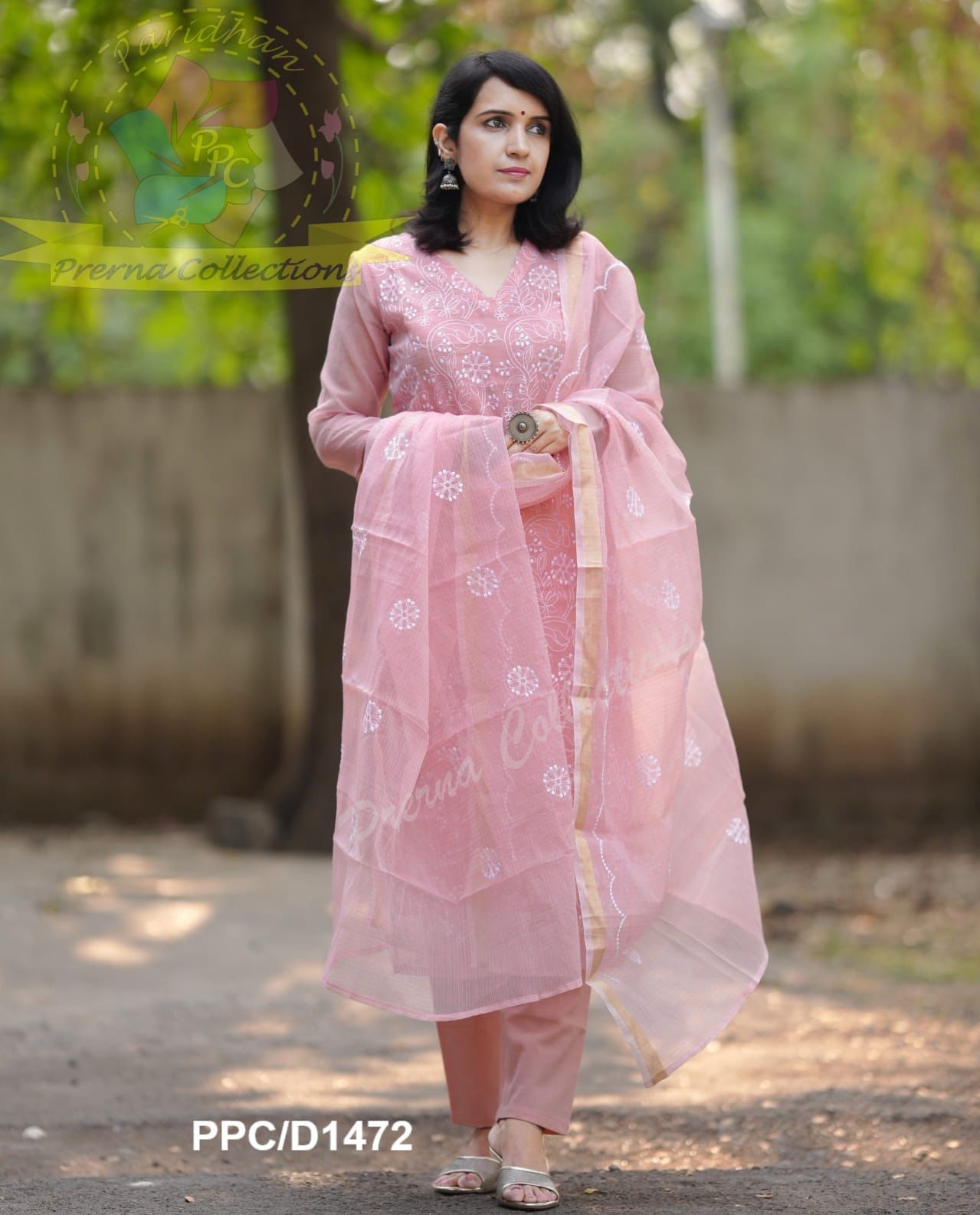 Pink Embroidered Suit Set