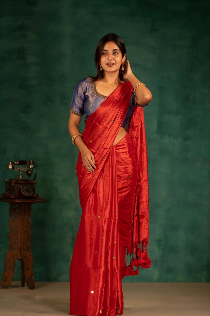 Elegant Red Silk Saree