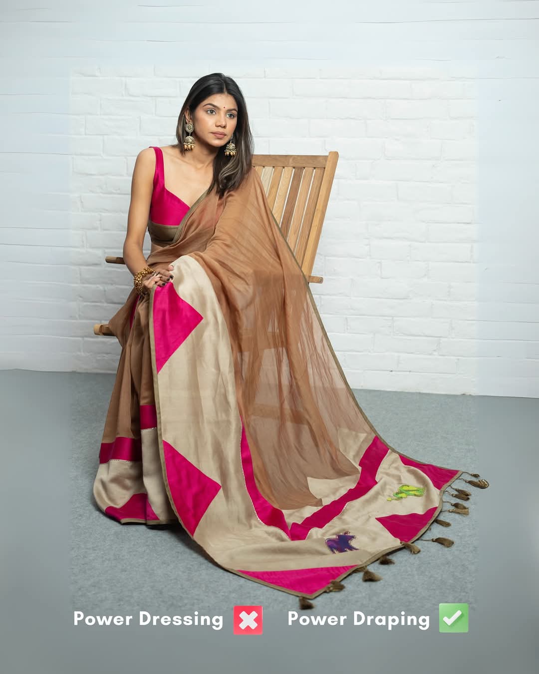 Elegant Beige and Pink Saree