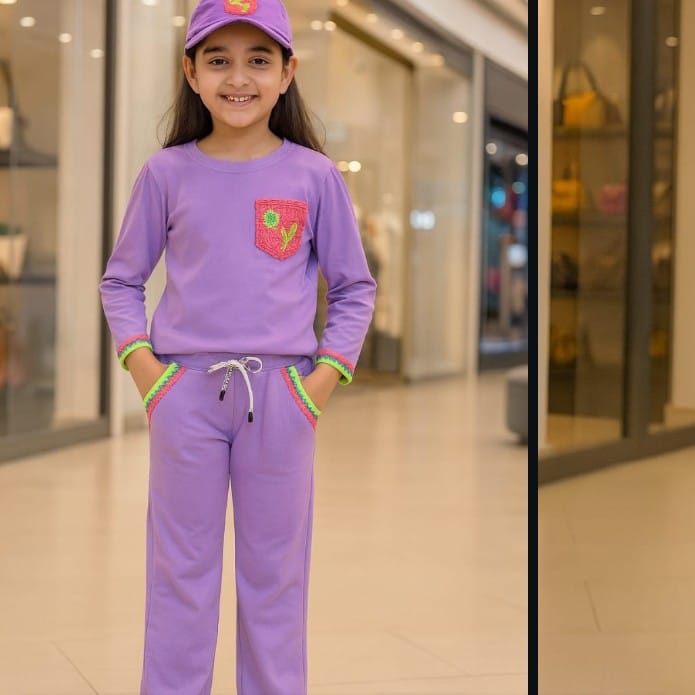 Purple Kids Tracksuit Set