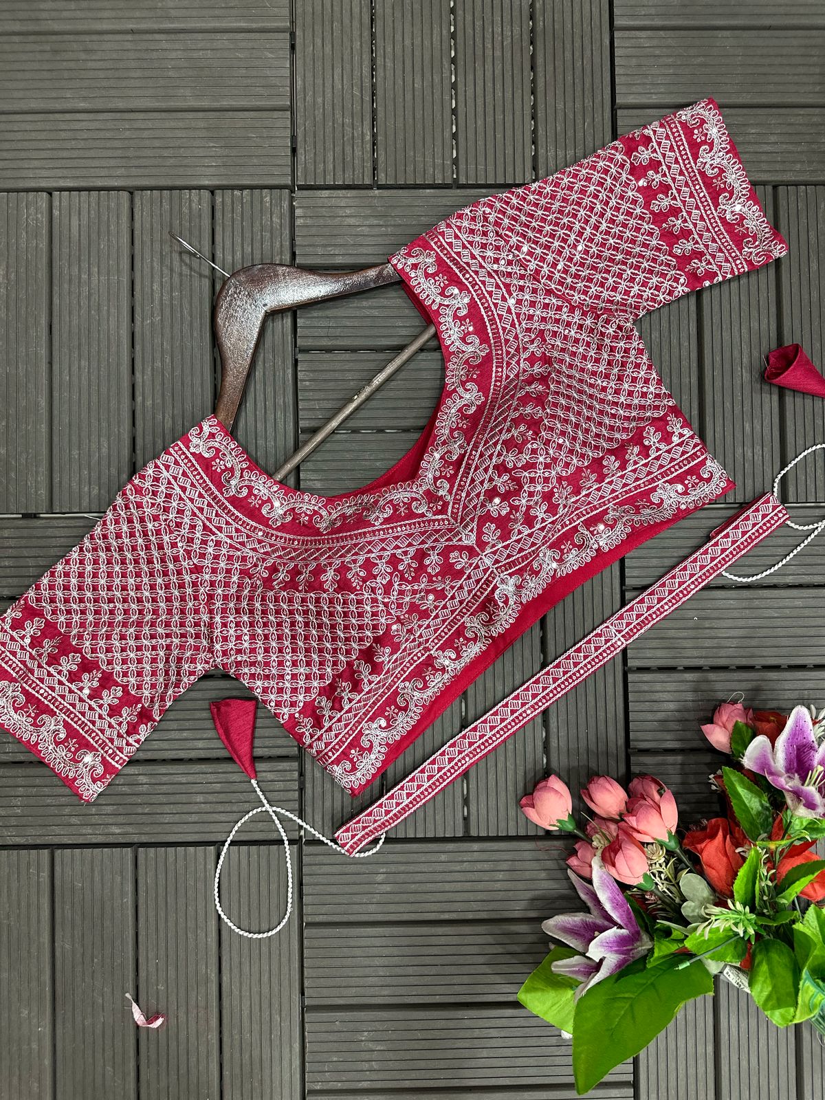 Pink Embroidered Saree Gown
