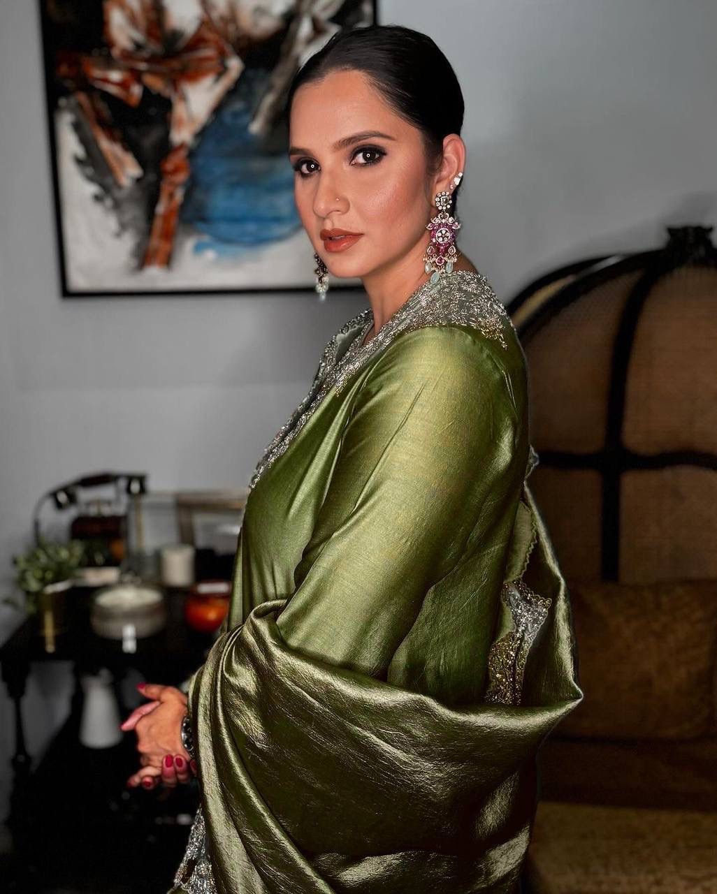 Elegant Green Embroidered Dress