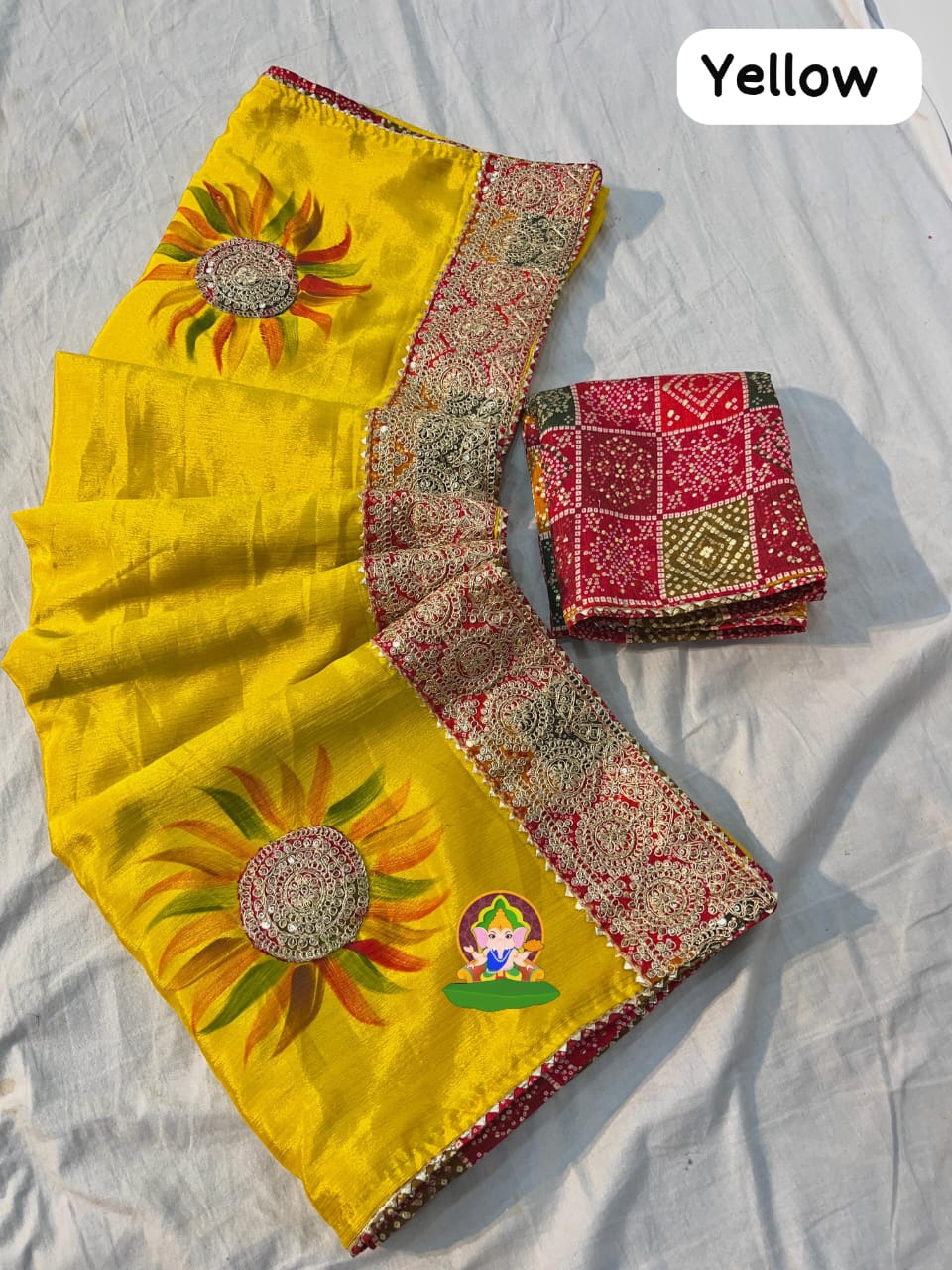 Yellow Embroidered Saree