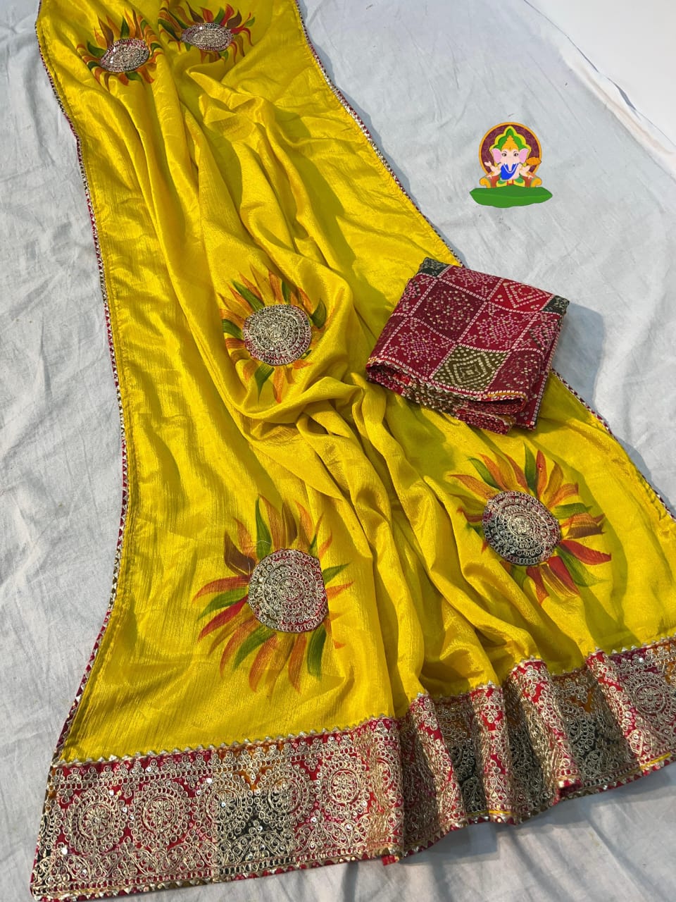 Yellow Embroidered Saree