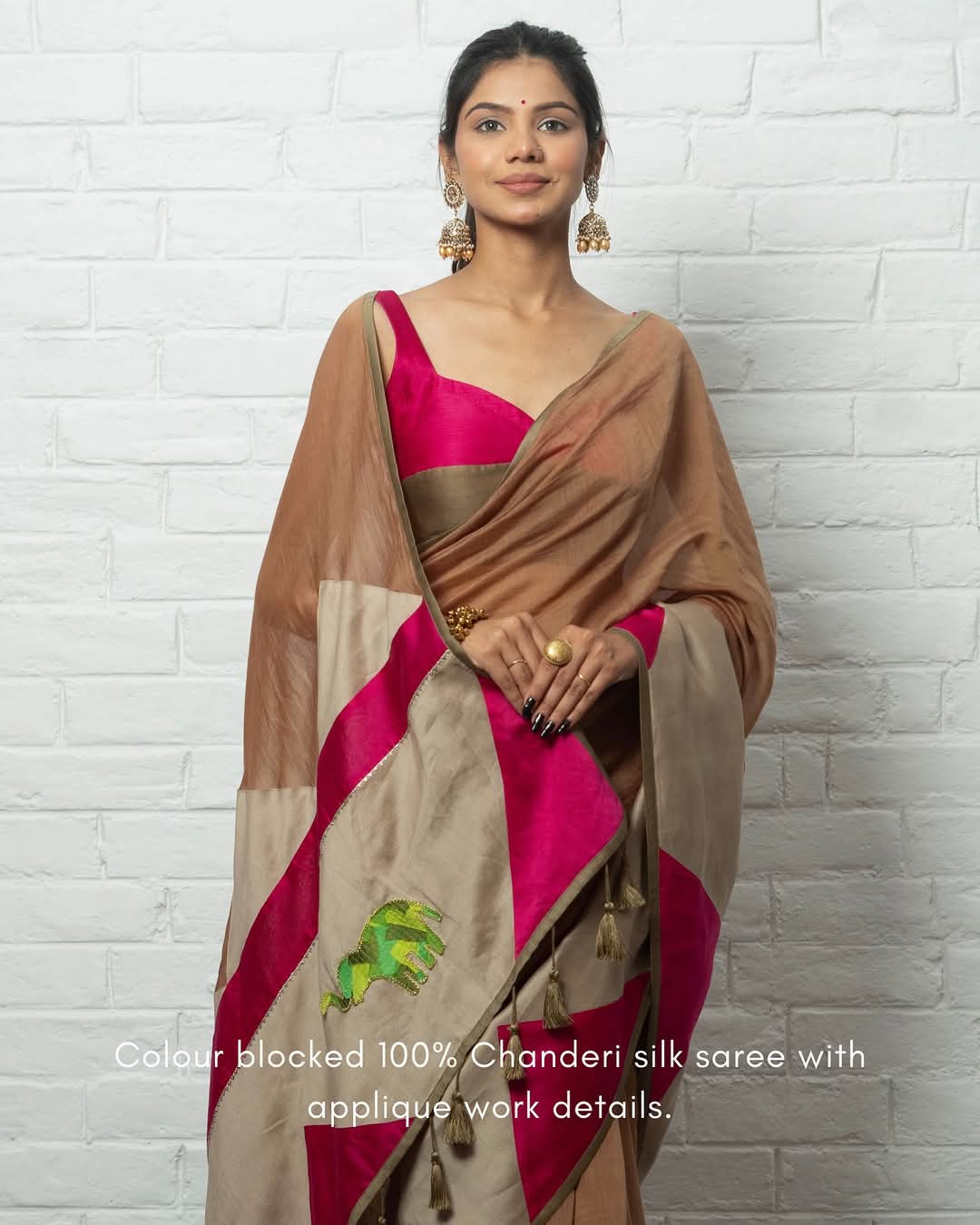 Elegant Beige and Pink Saree