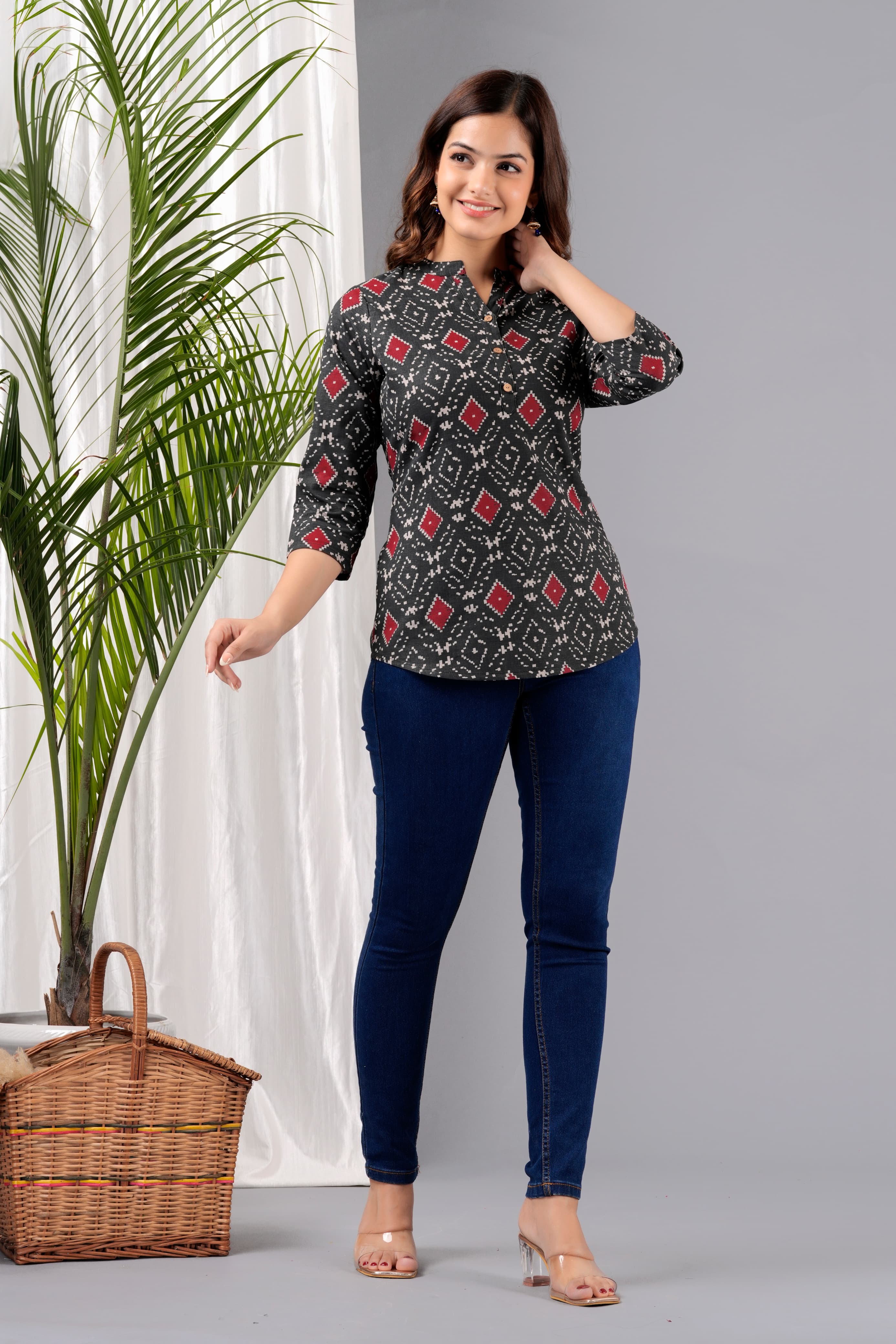 Geometric Print Tunic Top