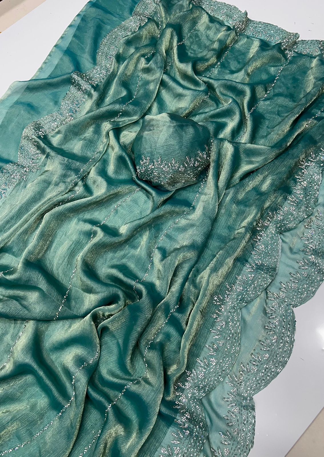 Green Embroidered Saree