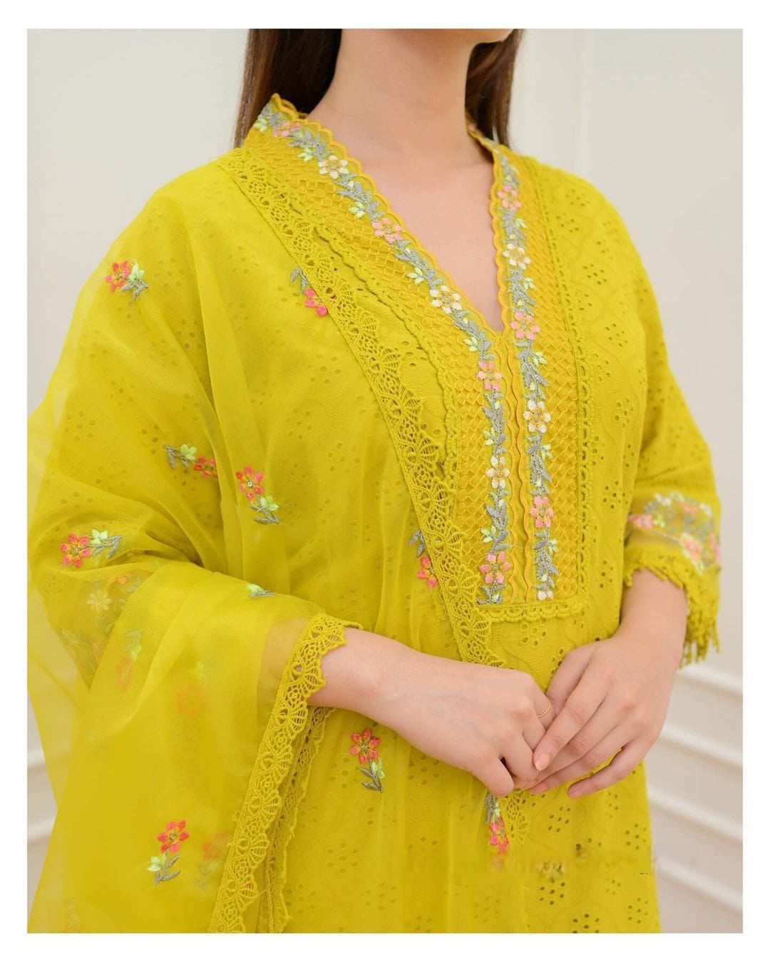 Embroidered Yellow Lawn Dress