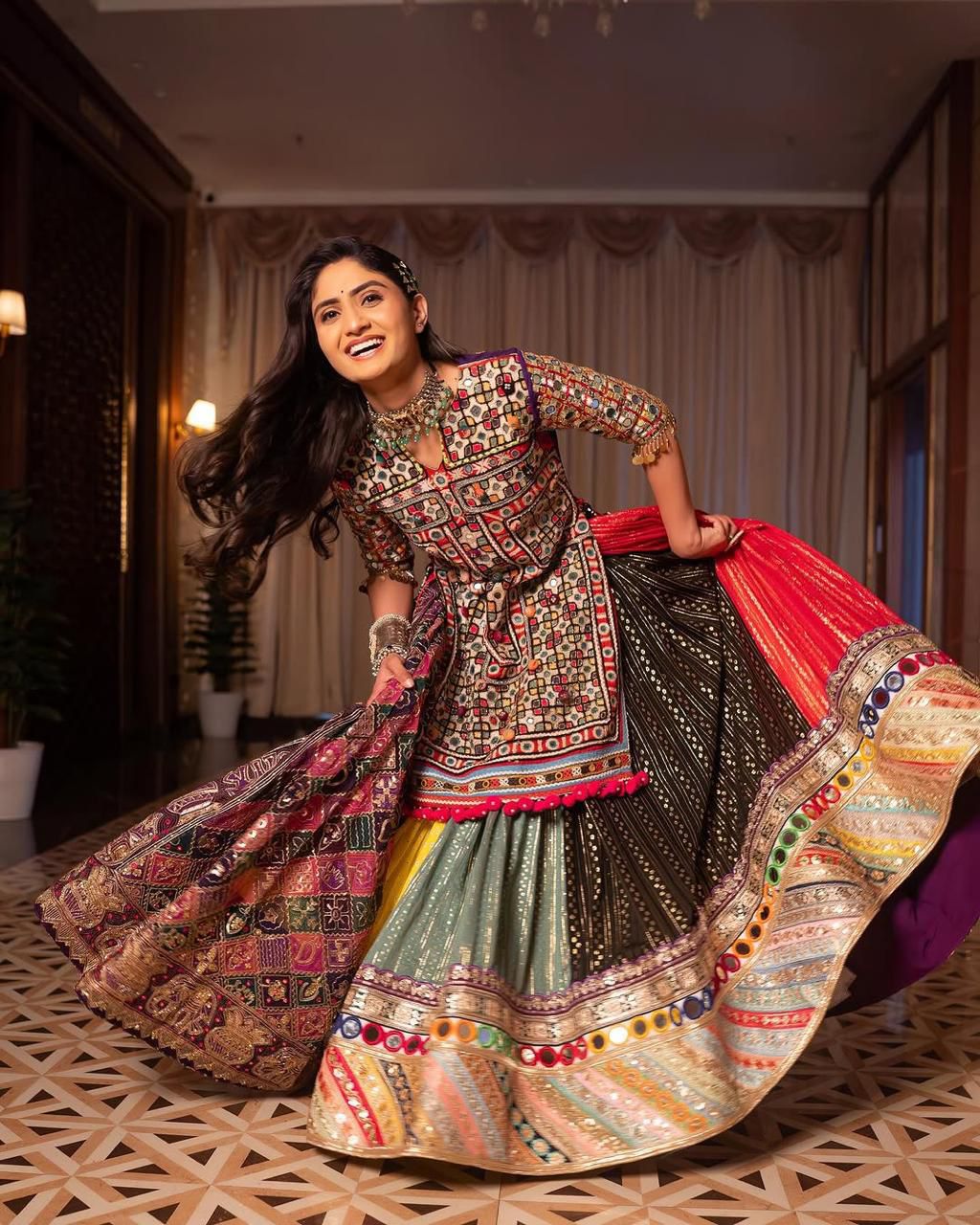 Multicolored Traditional Embroidered Lehenga