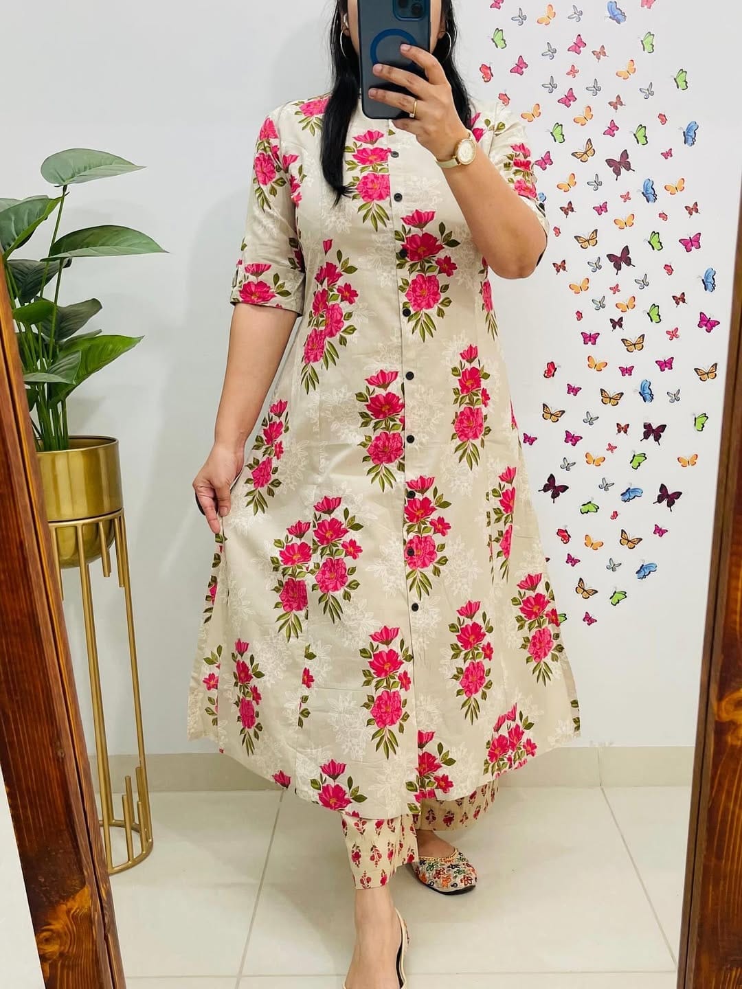 Floral Printed A-Line Kurti Set
