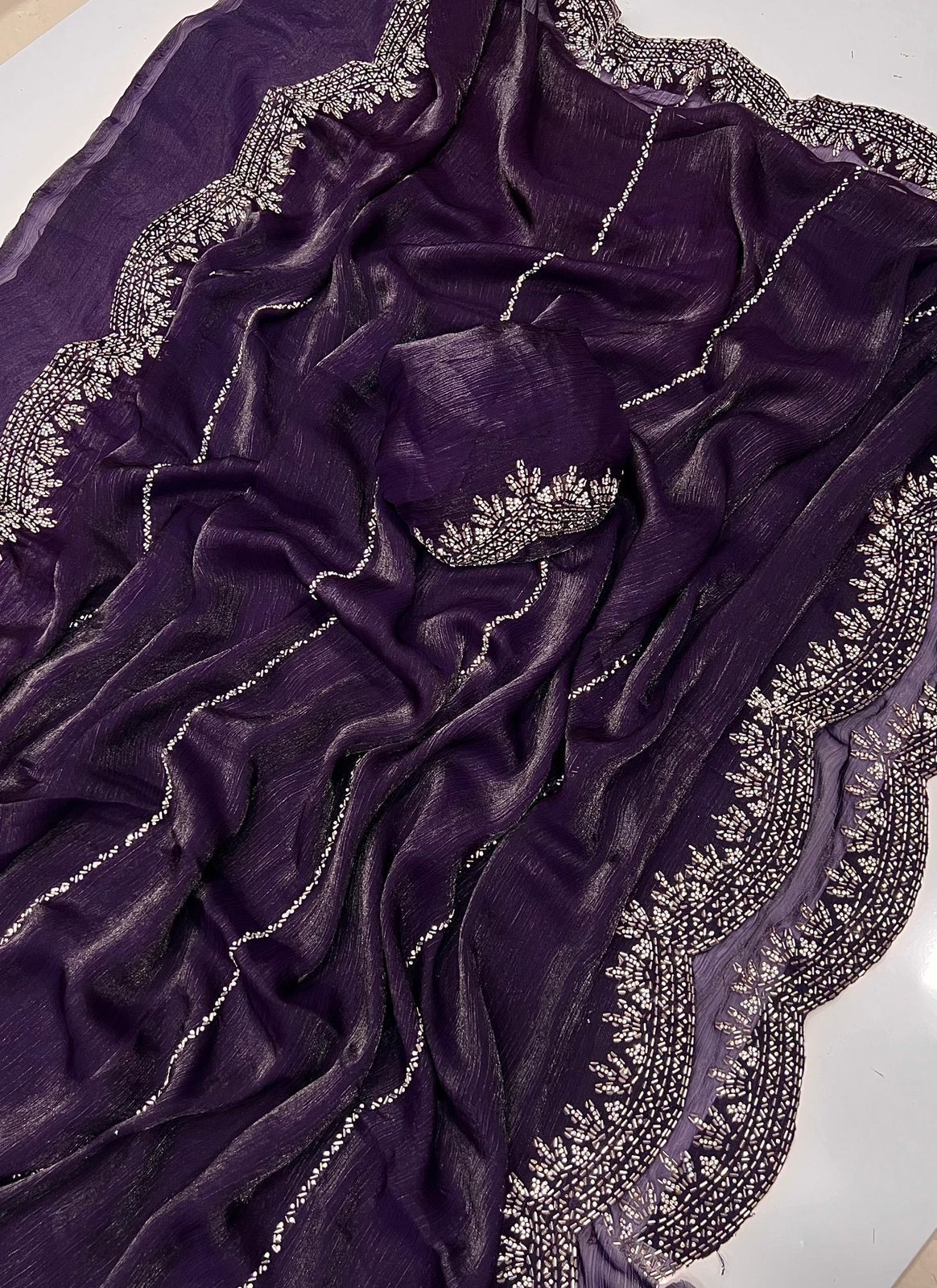 shiffon Purple Saree