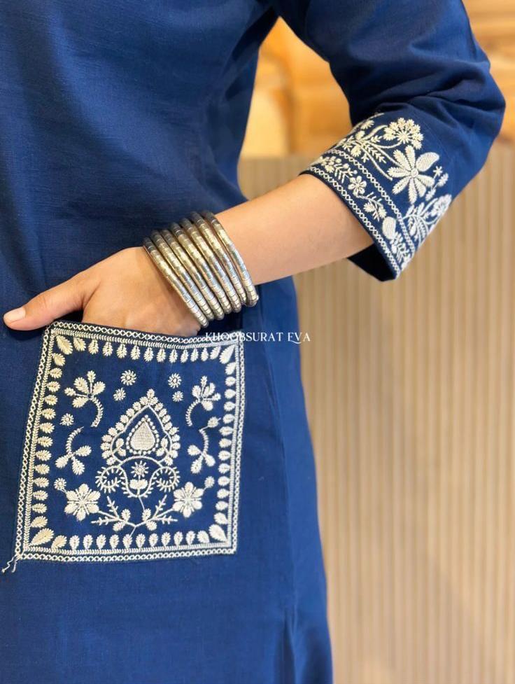 Blue Embroidered Kurti