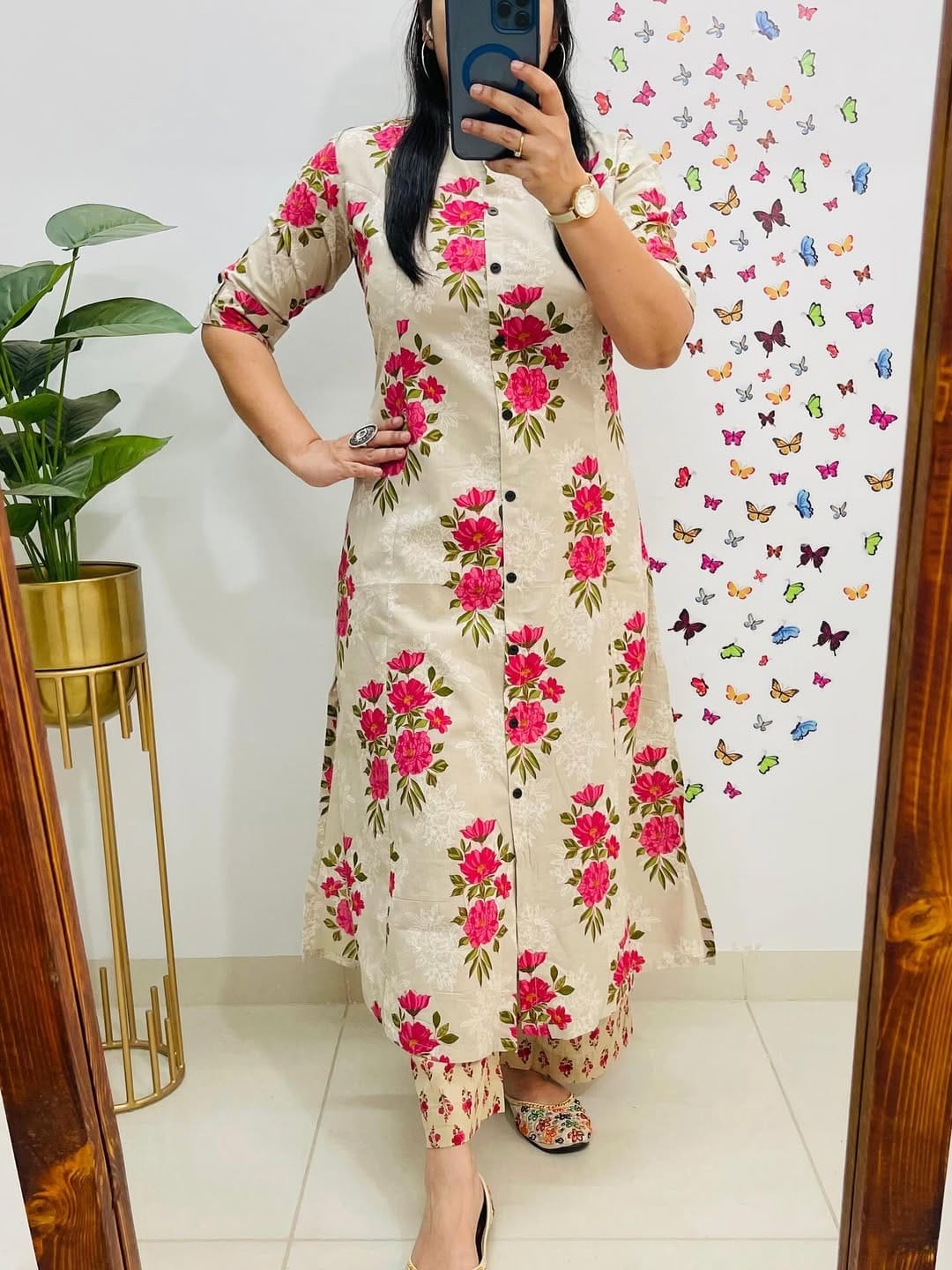 Floral Printed A-Line Kurti Set