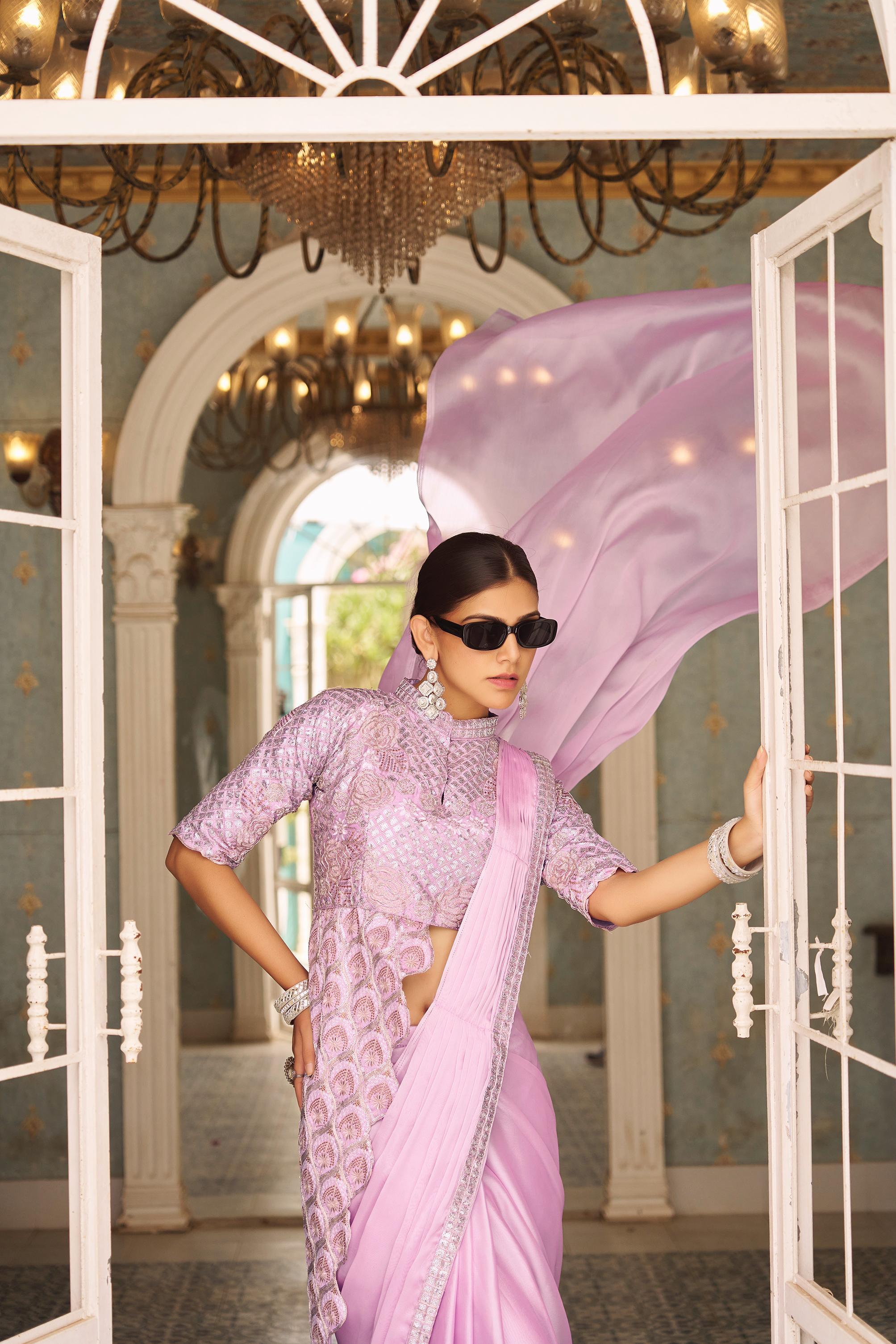 Lavender Designer Saree