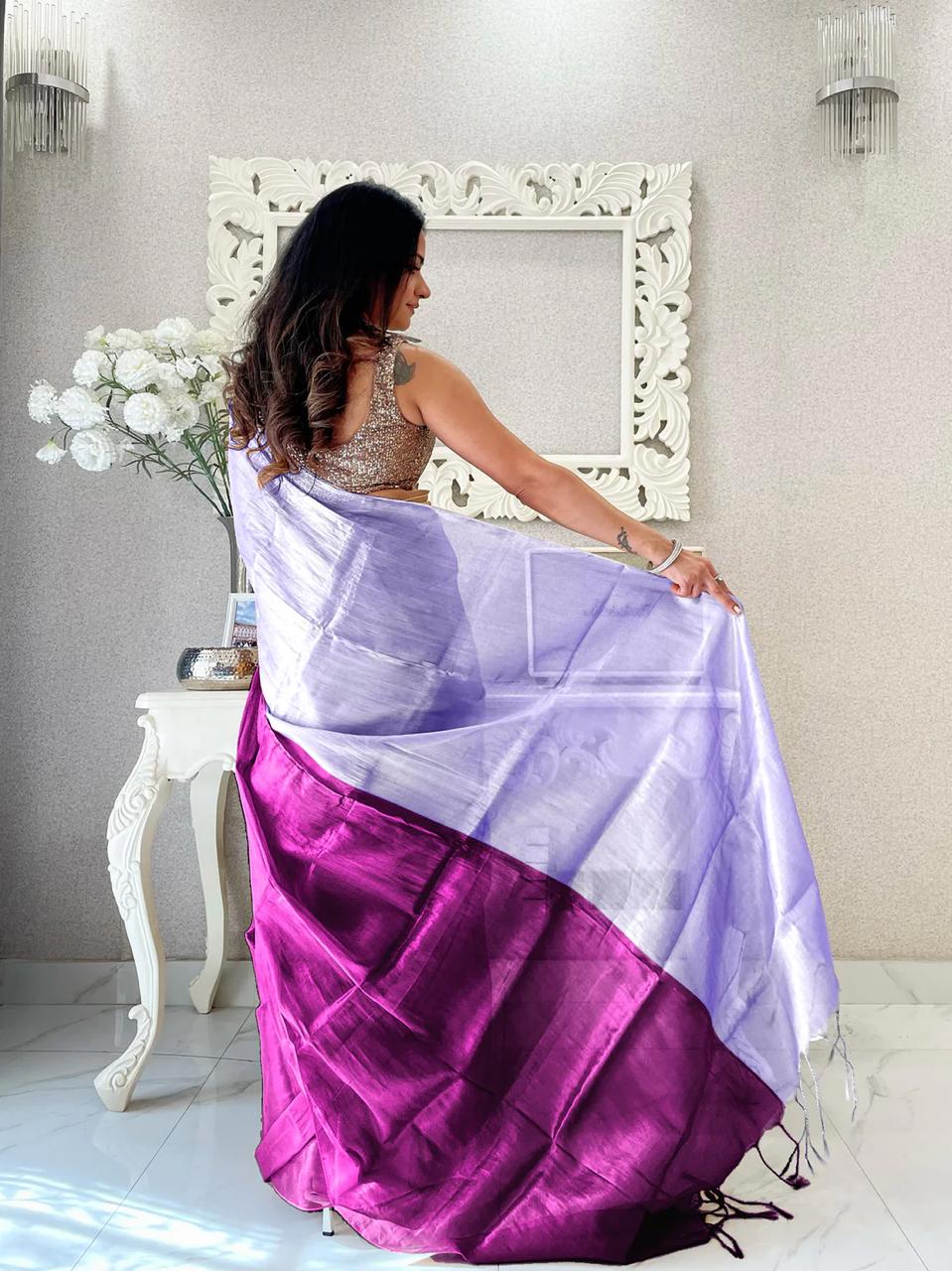 Elegant Dual-Tone Silk Saree