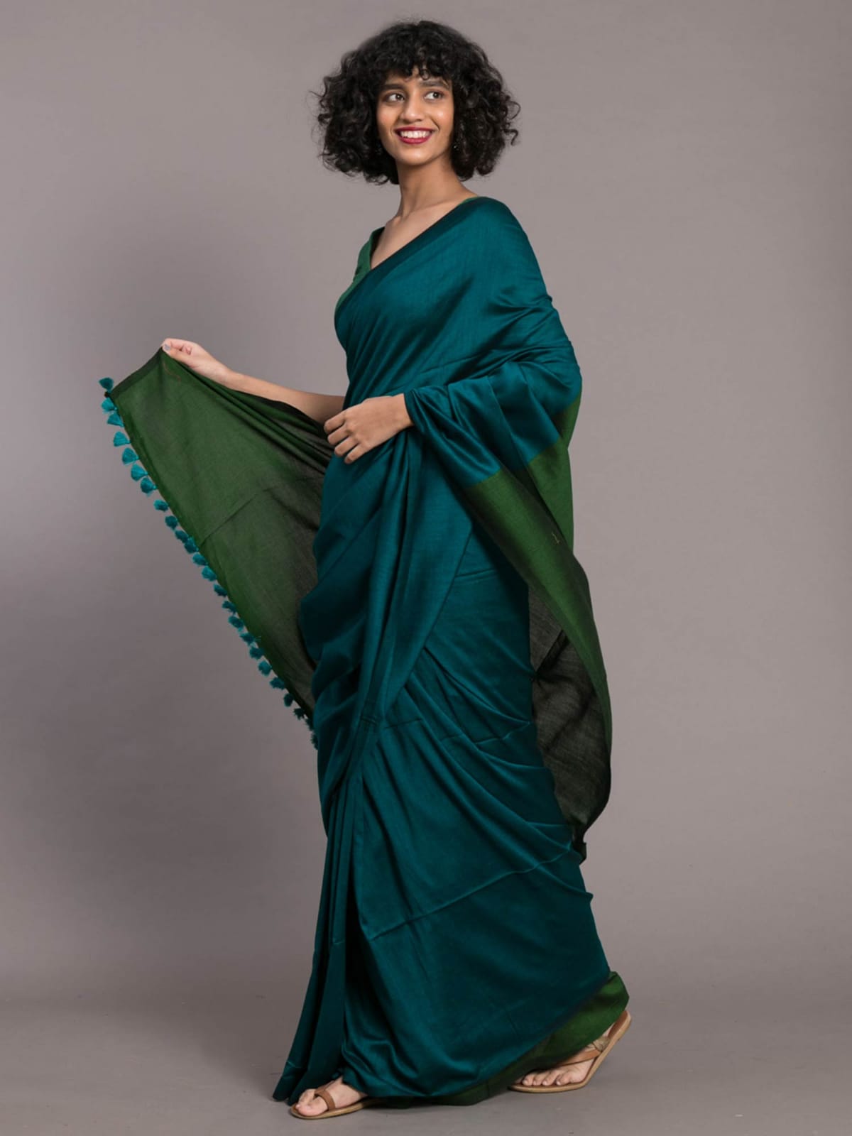Elegant teal green saree