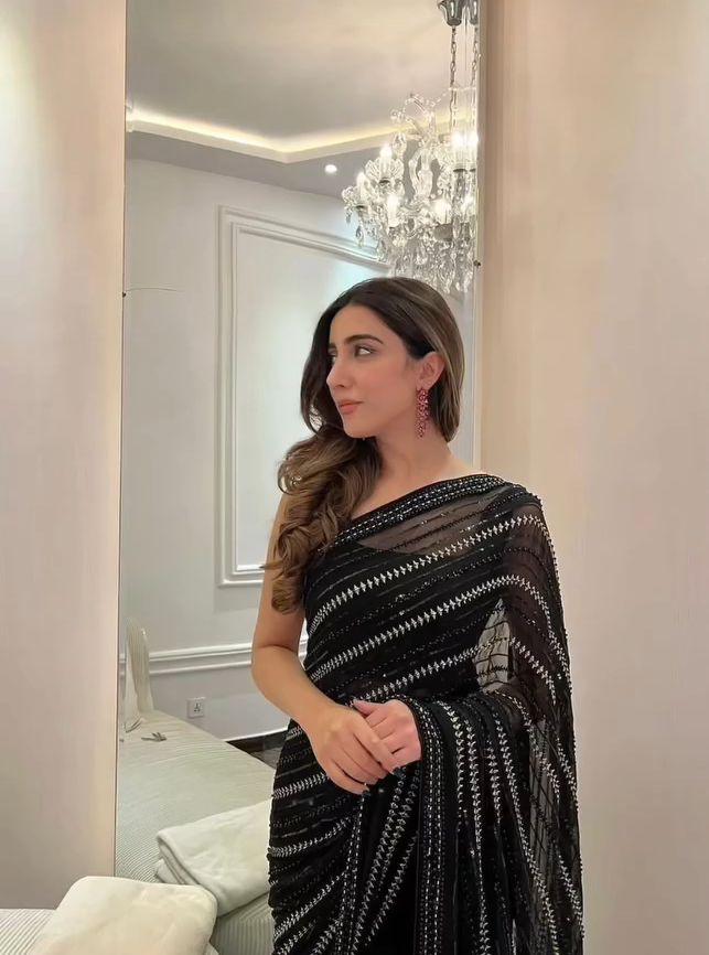 Elegant Black Sequin Saree