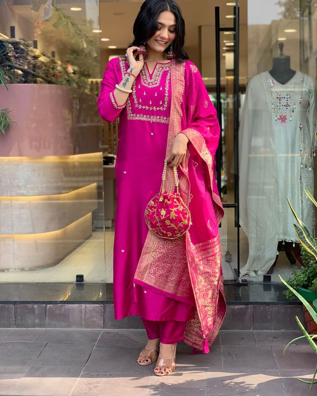 Embroidered Pink Traditional Suit