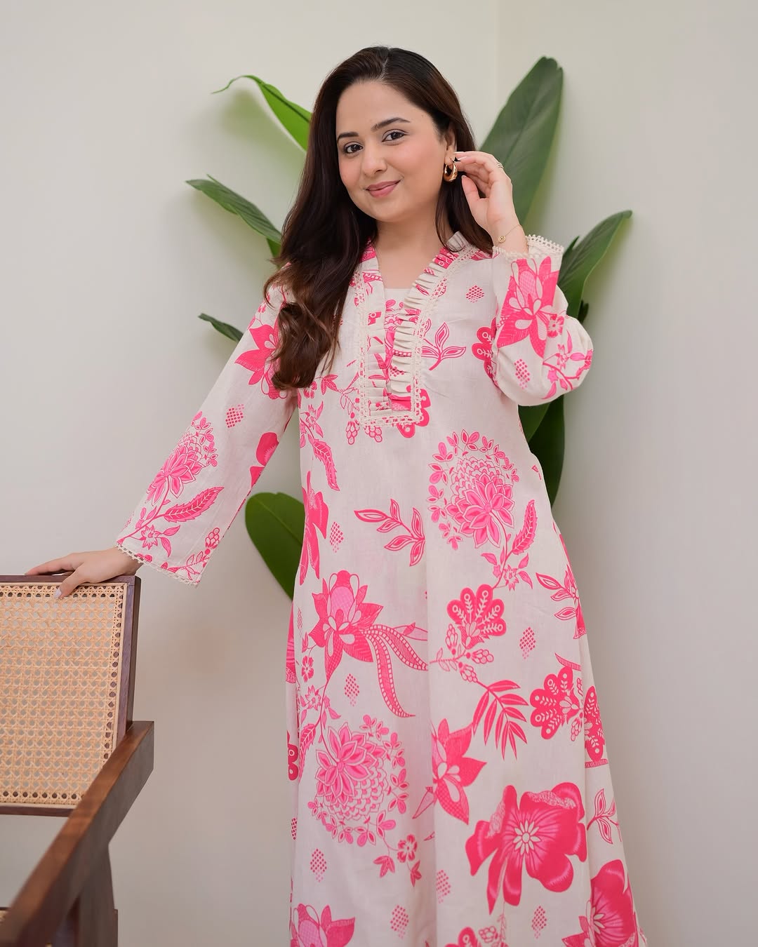 Purple Floral Printed Kurta
