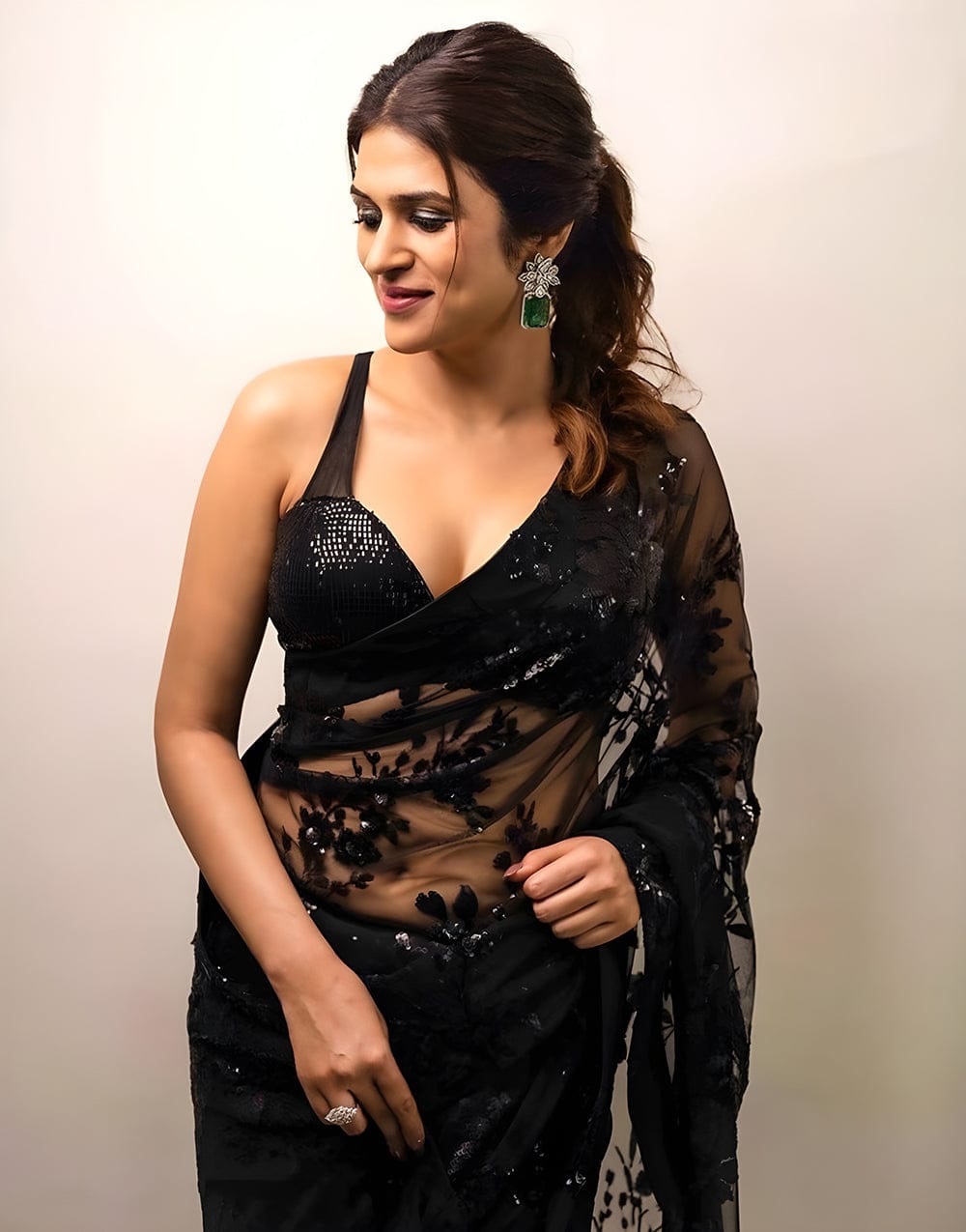 Elegant Black Sequin Saree