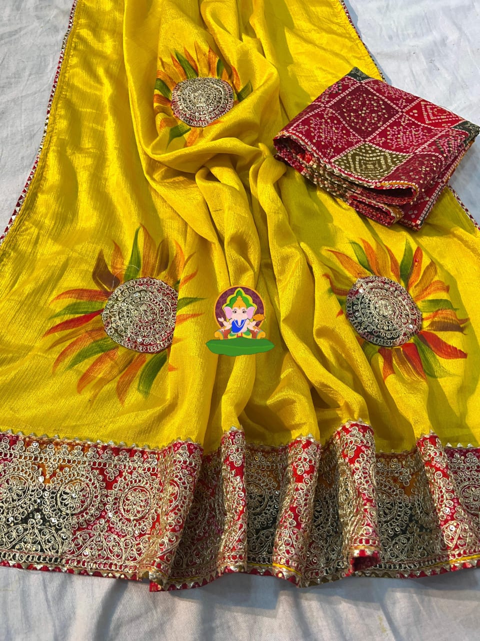 Yellow Embroidered Saree