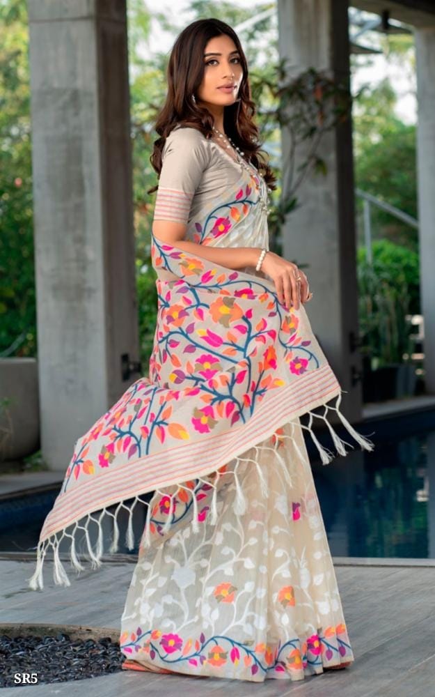 Floral Print Organza Saree