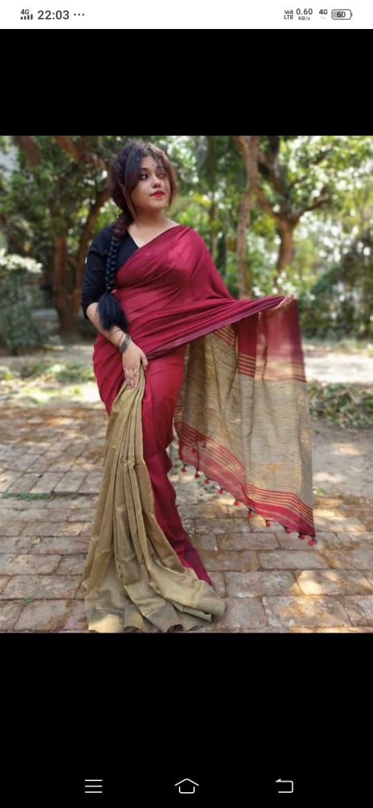 Elegant Maroon and Gold Saree
