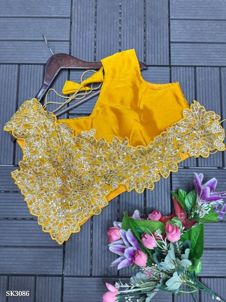 Yellow Designer Saree with Embroidery