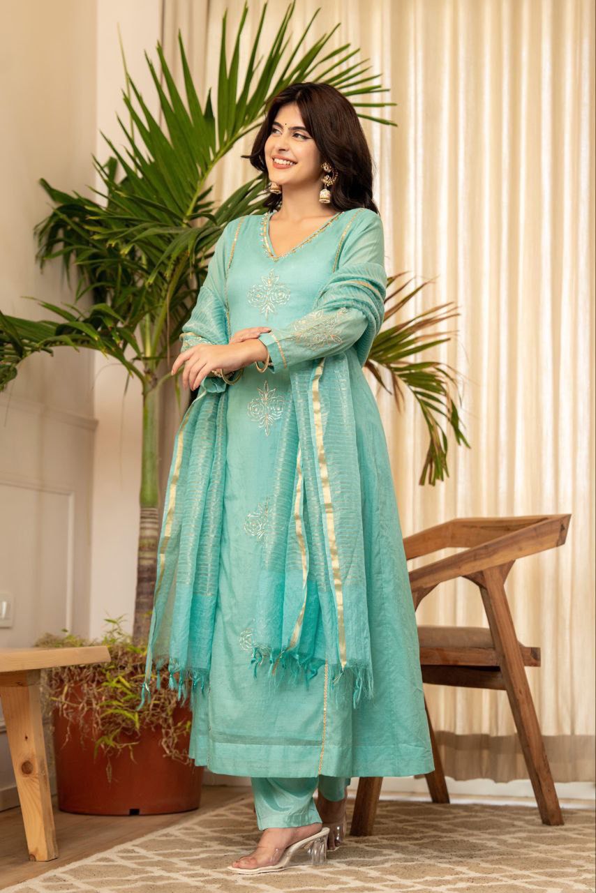 Embroidered Aqua Green Salwar Suit
