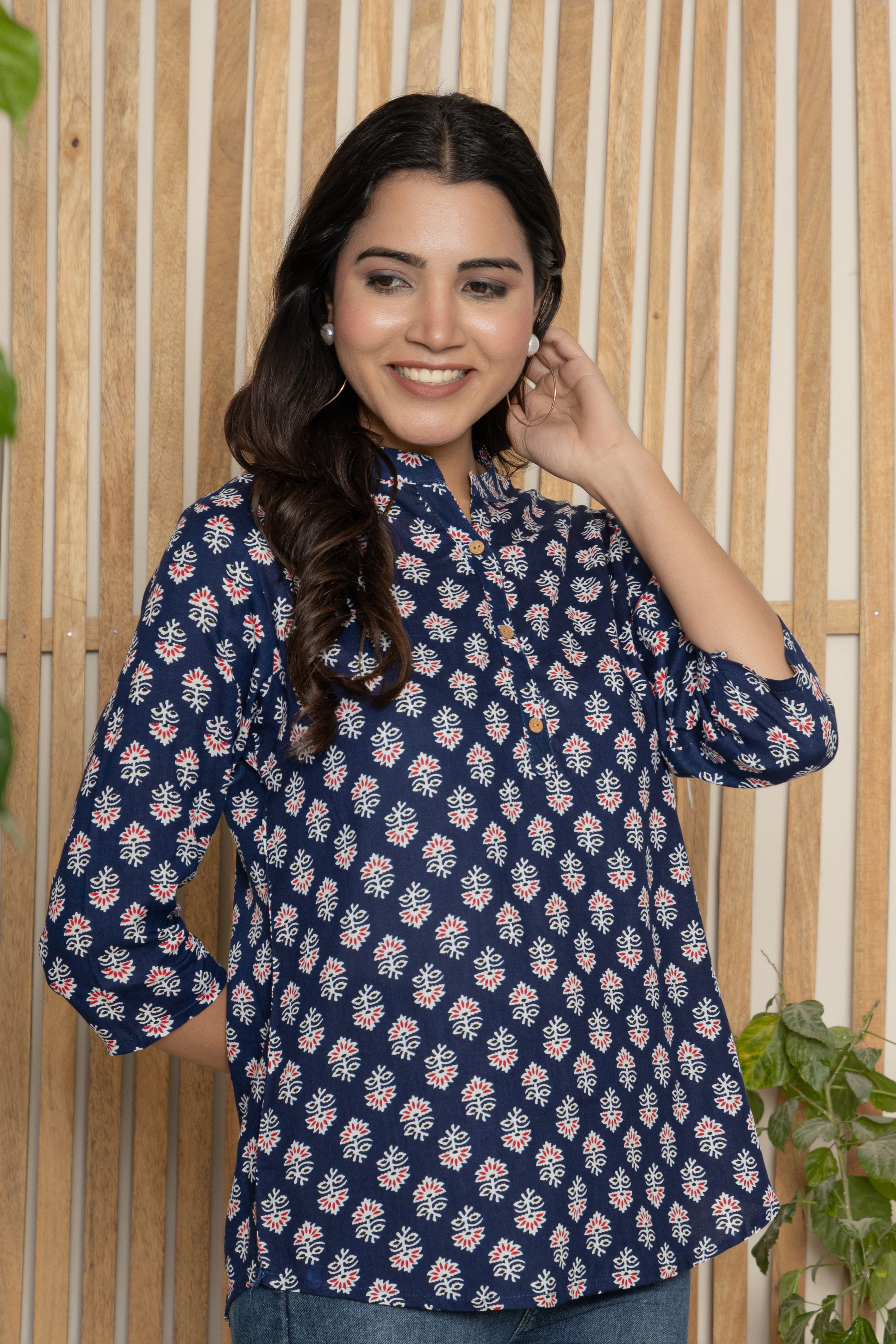 Navy Blue Printed Shirt
