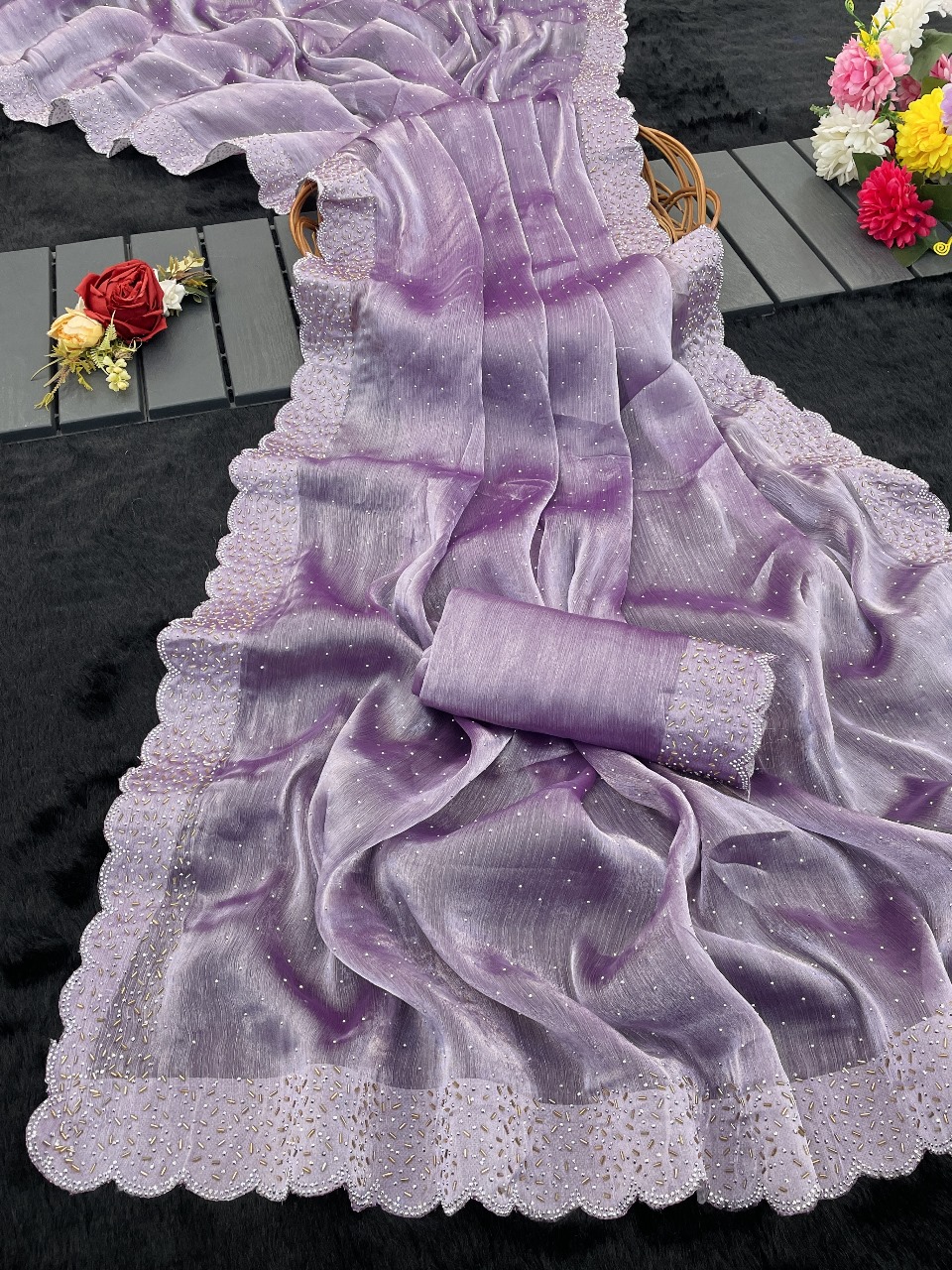 Lavender Embroidered Saree