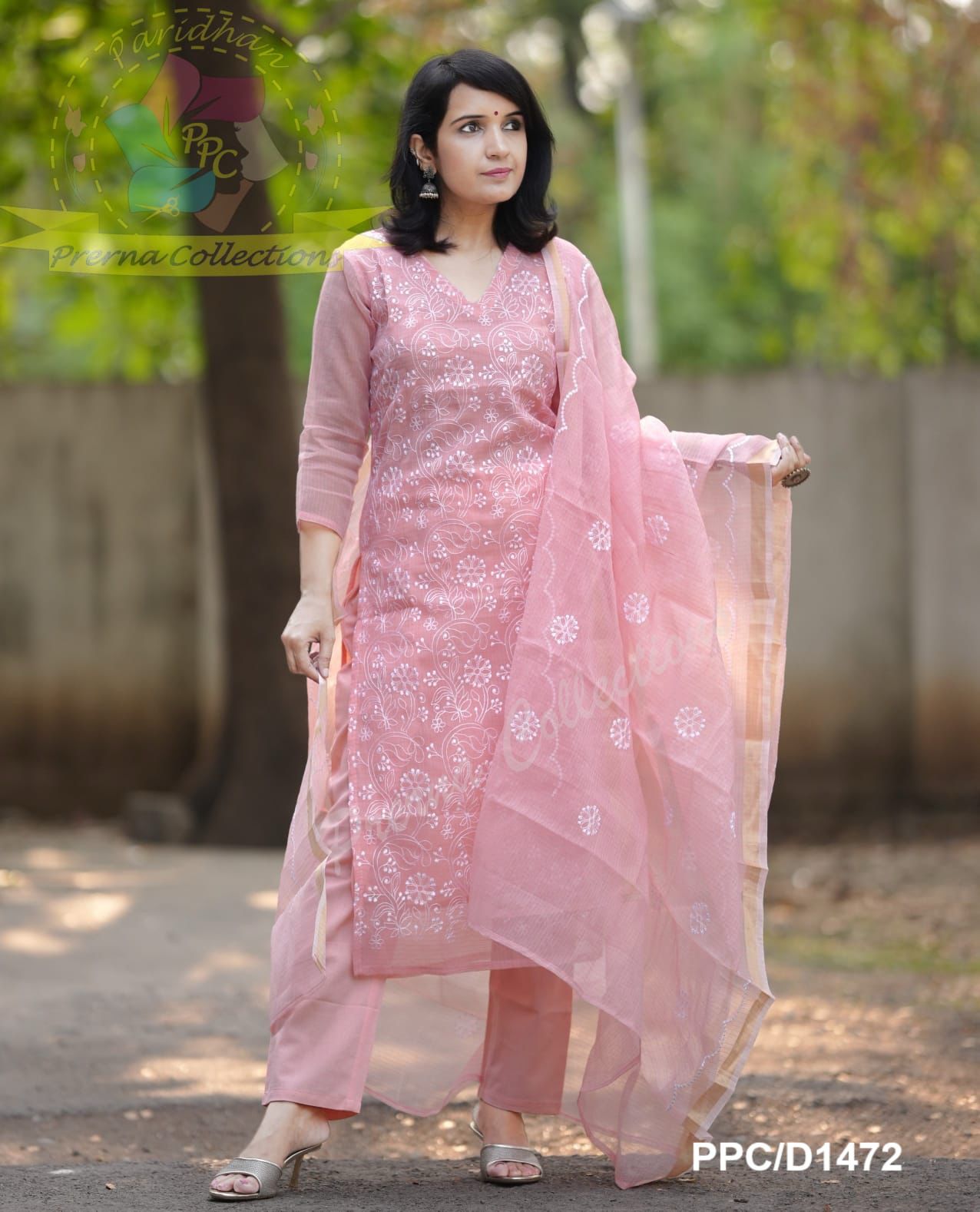 Pink Embroidered Suit Set