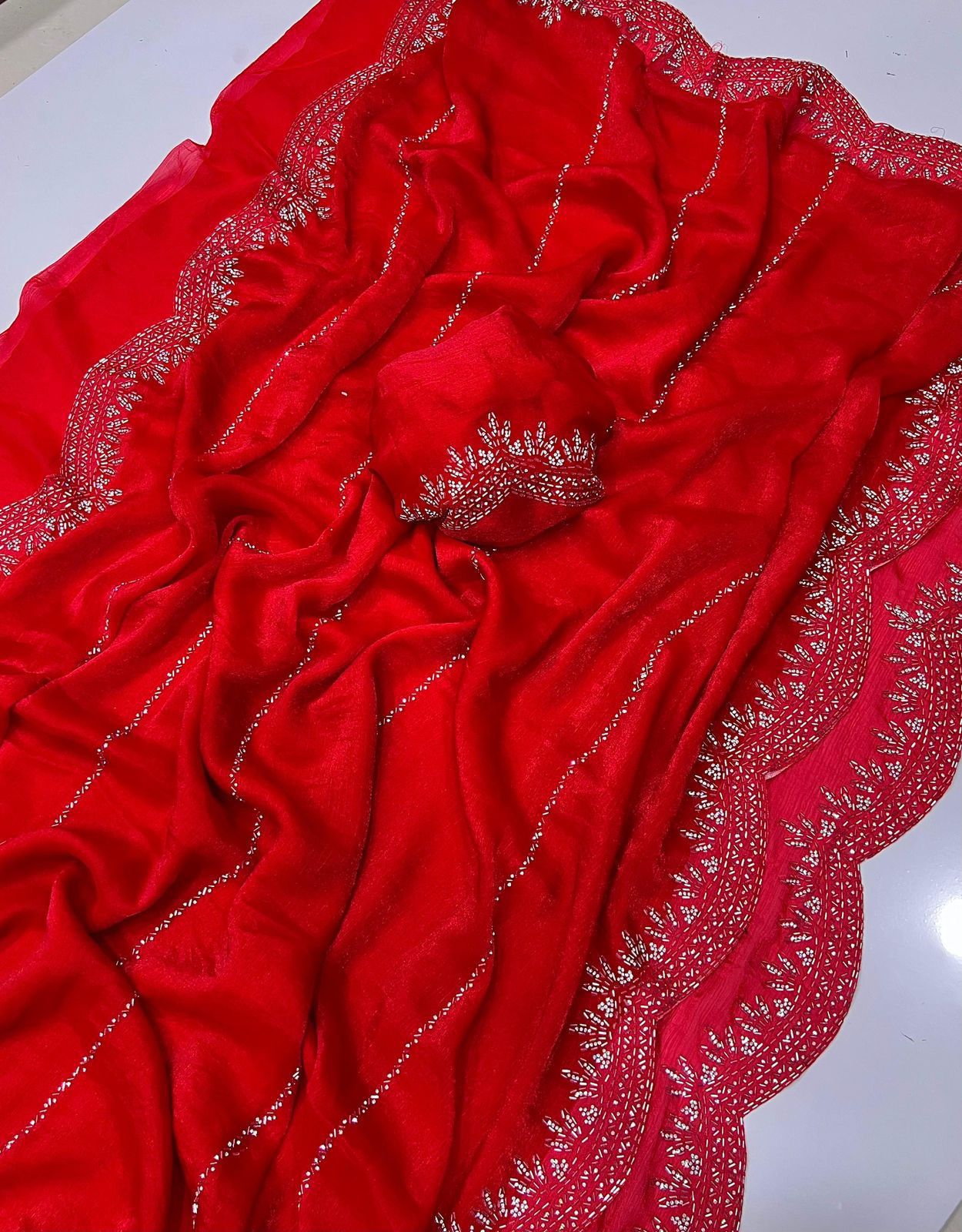 Red Embroidered Saree