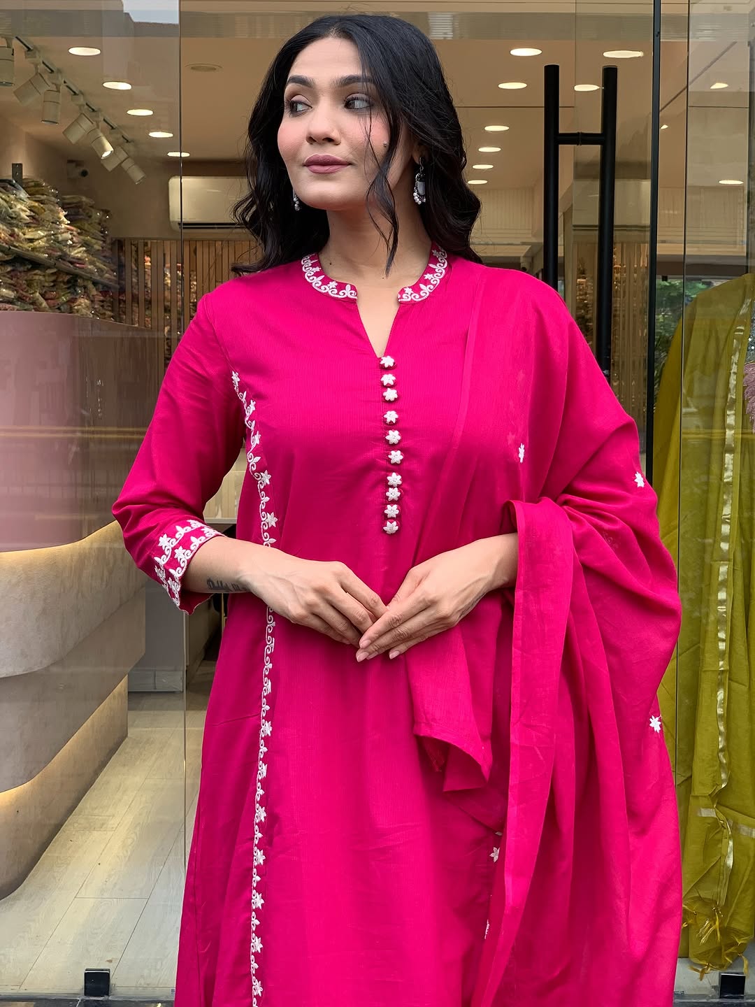 Embroidered Pink Kurta Set