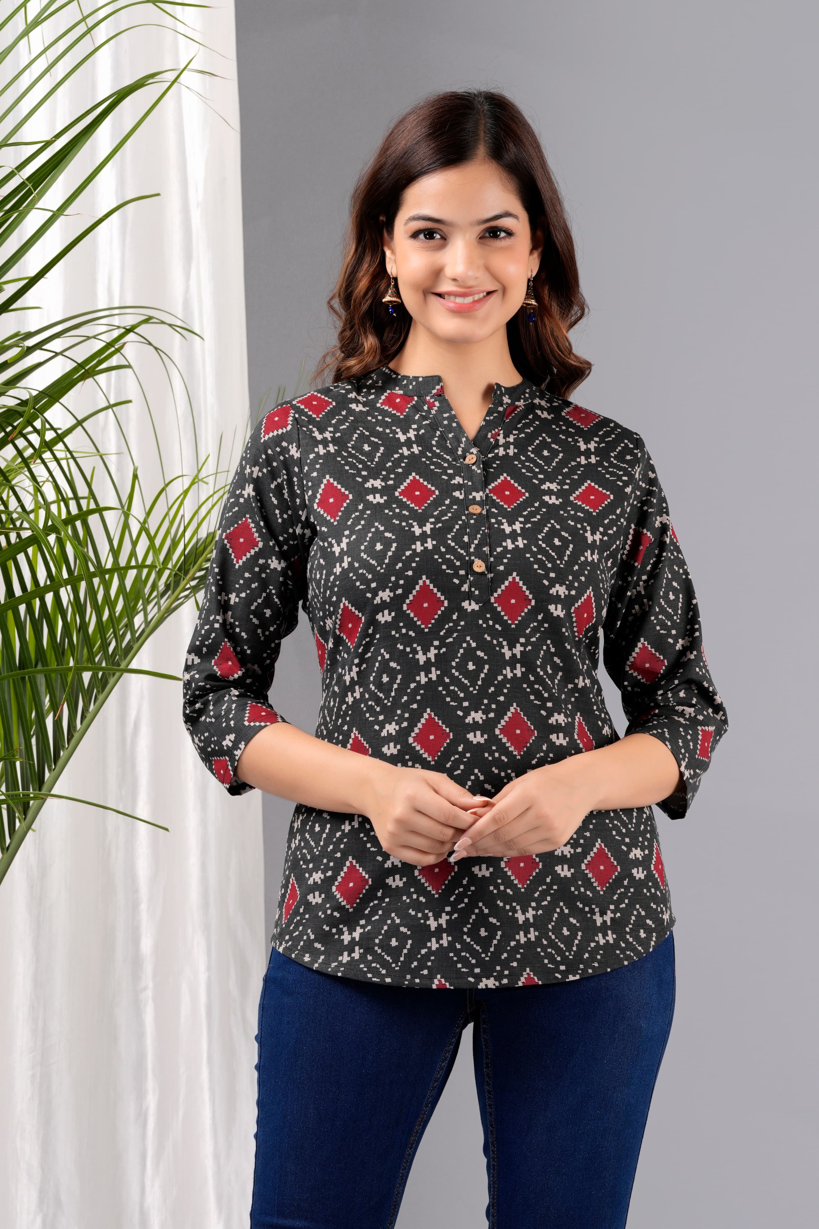 Geometric Print Tunic Top