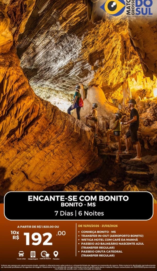 Pacote de viagem para Bonito - MS
