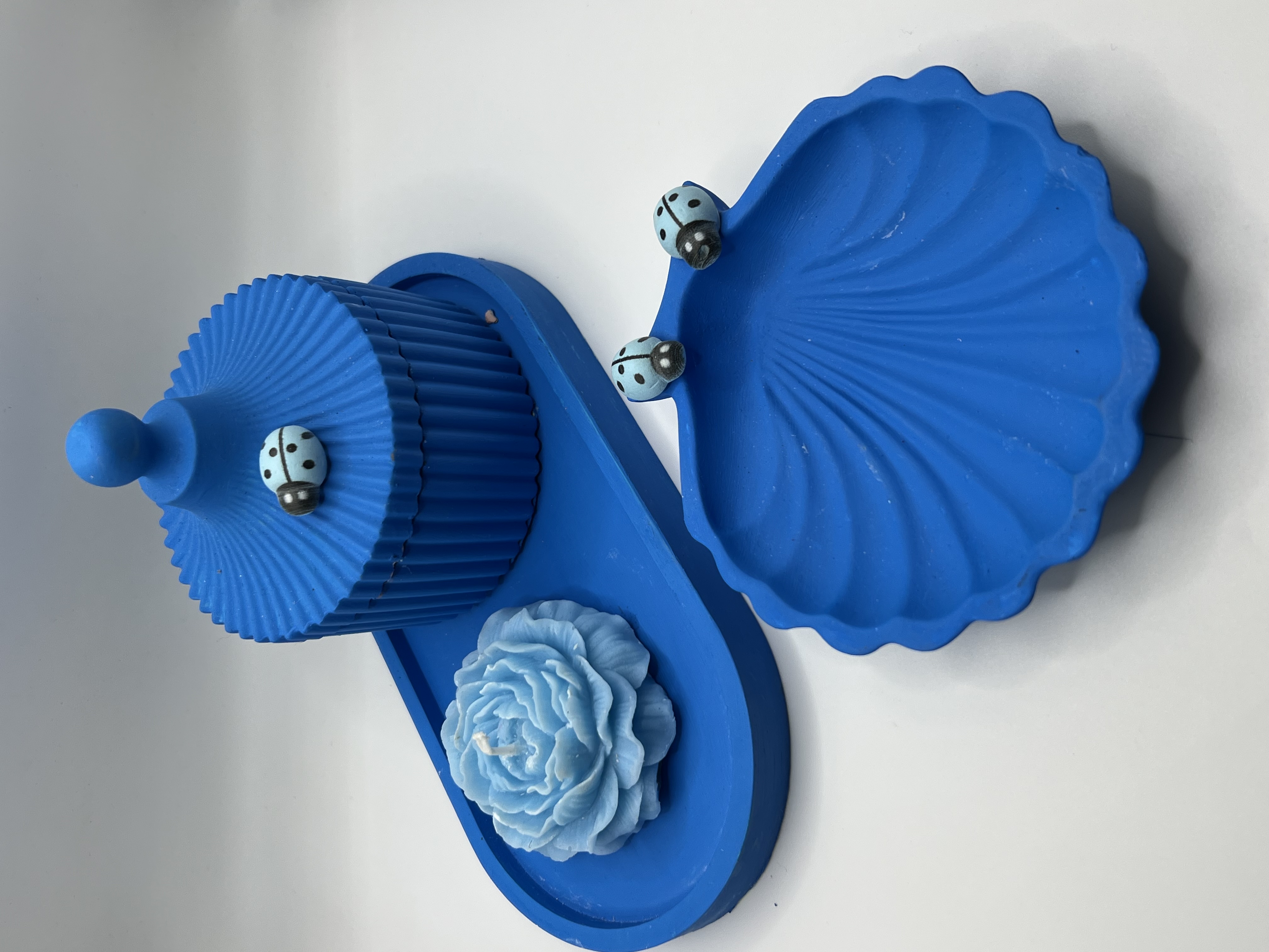 Set decorativo portaoggetti blu