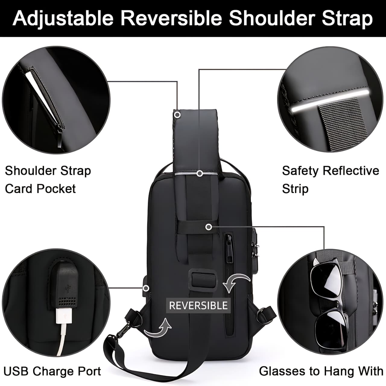Anti-Theft USB Sling Bag – Waterproof 