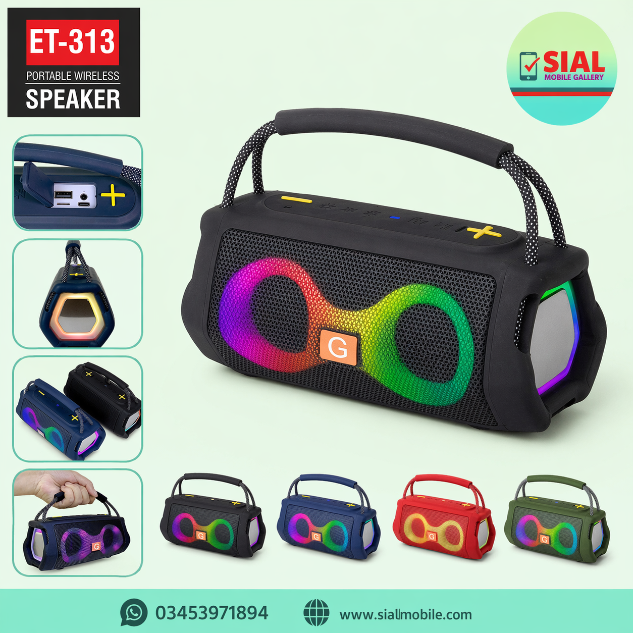 ET-313 Portable Wireless Speaker Price in Pakistan | RGB Light Bluetooth Speaker