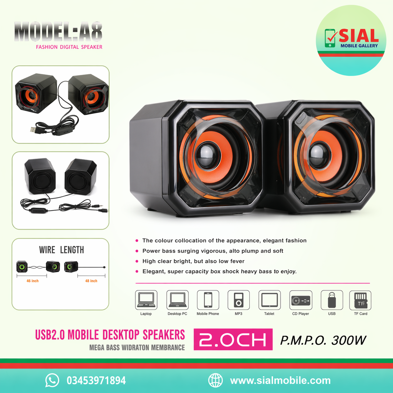 A8 USB 2.0 Mobile & Computer Speakers Price in Pakistan | Best Budget Desktop Speakers