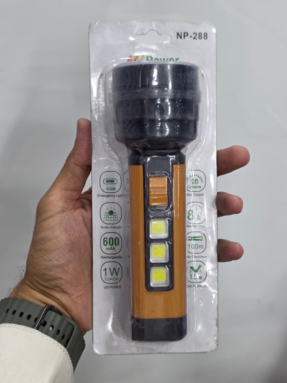 NPower NP-288 Solar Rechargeable Torch Price in Pakistan | COB Side Light Torch