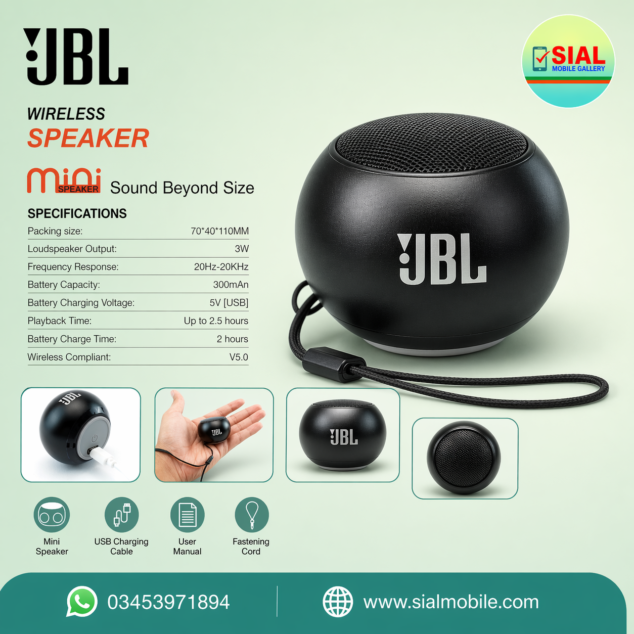 JBL Mini Wireless Speaker Portable 3W Bluetooth V5.0