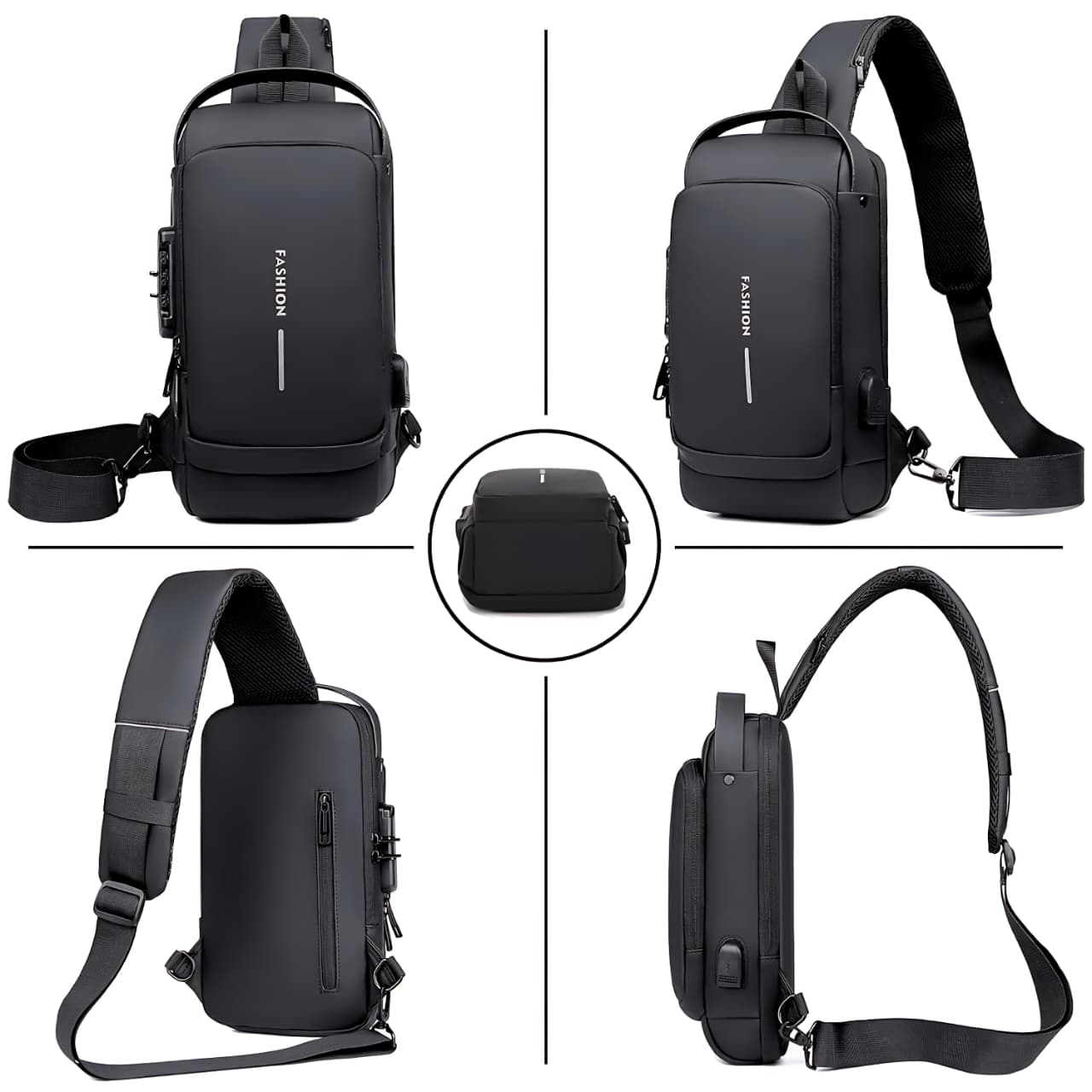Anti-Theft USB Sling Bag – Waterproof 