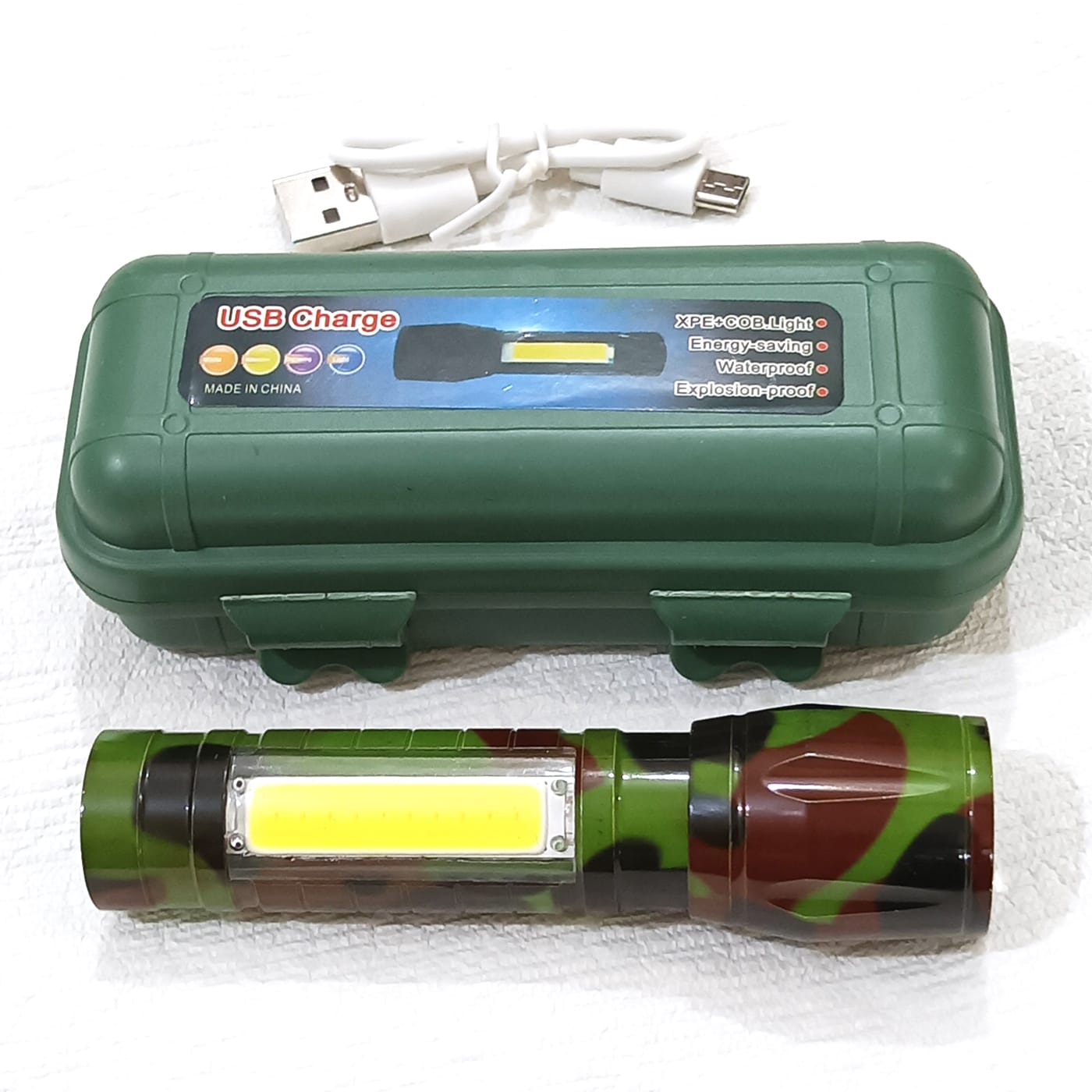 Commando Mini Metal Body Torch Price in Pakistan | XPE COB Rechargeable Flashlight